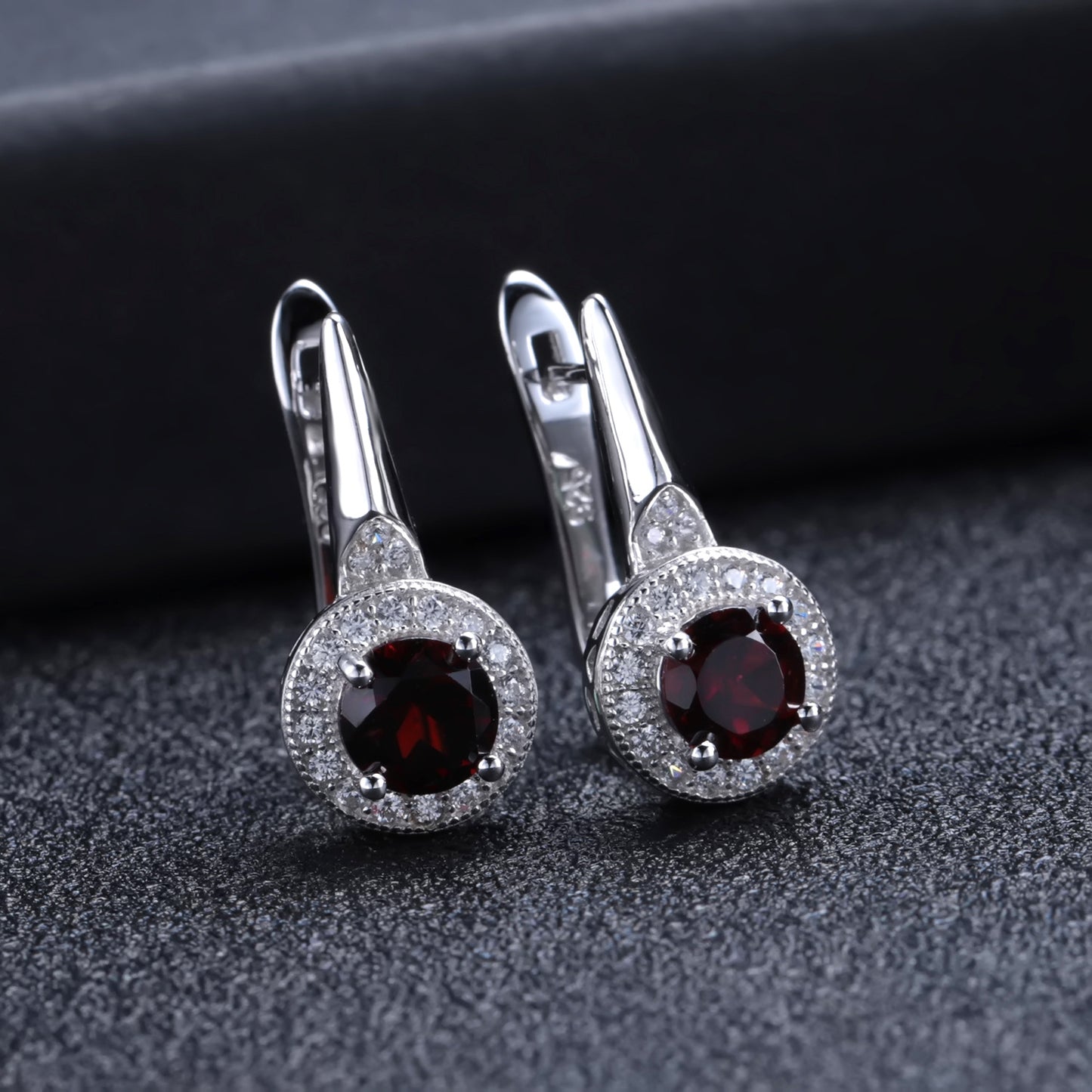 Jewelry Natural Stone Earrings Studs Drop Earrings Vintage Inlaid Garnet s925Silver Crystal Earrings Jewelry
