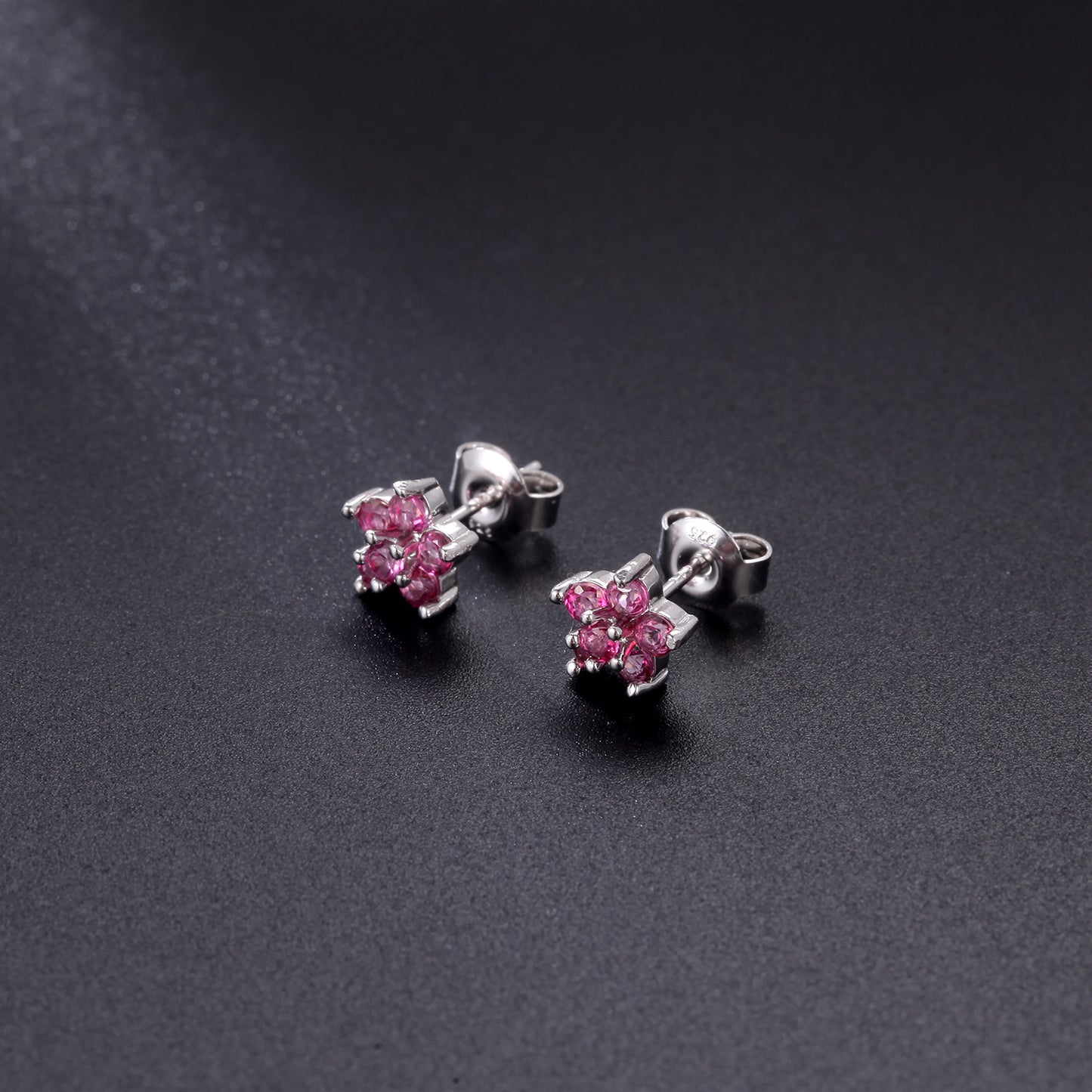 Early Spring Delicate Small Gemstone Earrings s925Sterling Silver Inlaid Natural Pink Topaz Silver Earrings Five-Pointed Star Shape