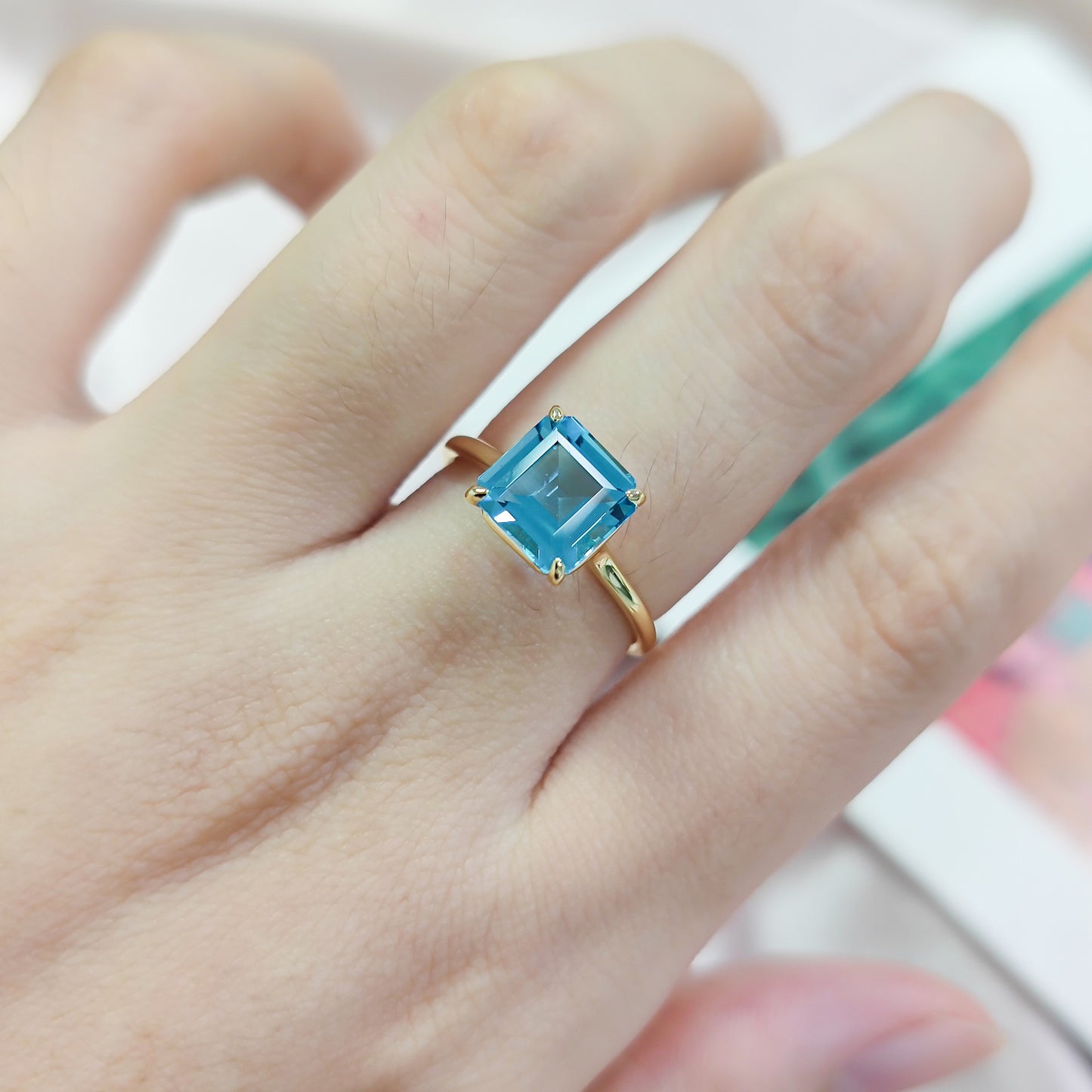 Advanced Sense1.25/3Carat Ring s925Sterling Silver Inlaid with Natural Topaz Large Main Stone Fresh Square Ring