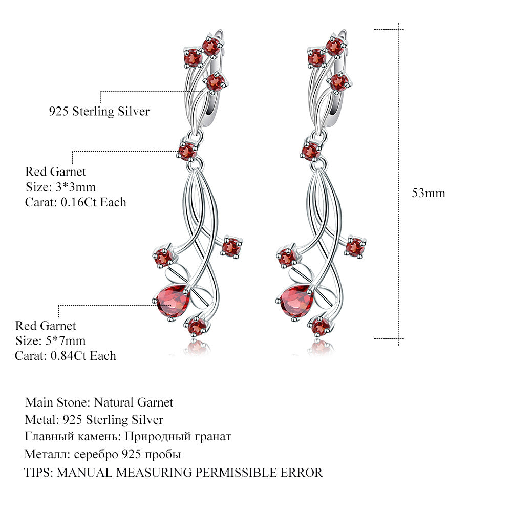 Natural Gemstones925Sterling Silver Earrings Luxury Design Light Luxury Jewelry Accessories Natural Amethyst Earrings Studs Drop Earrings