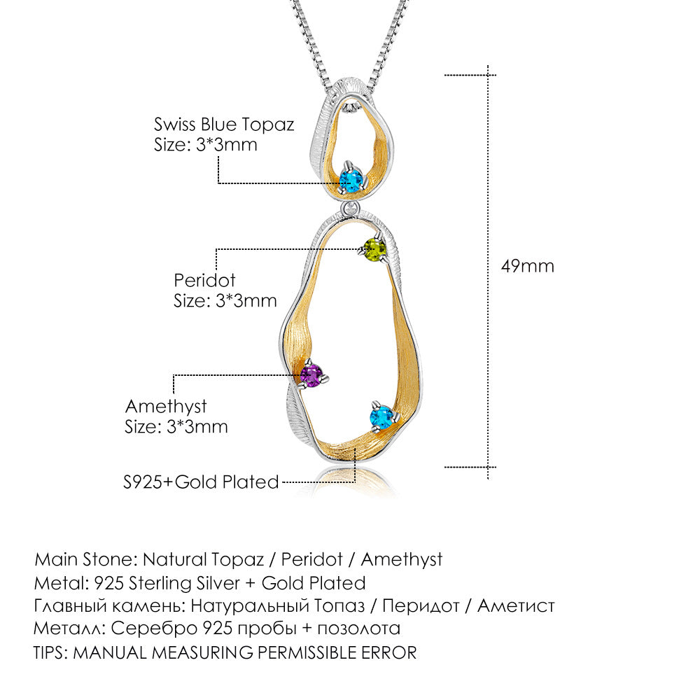 Designer High-End Luxury Jewelry Set s925Sterling Silver Inlaid Gemstone Ring Earrings Pendant