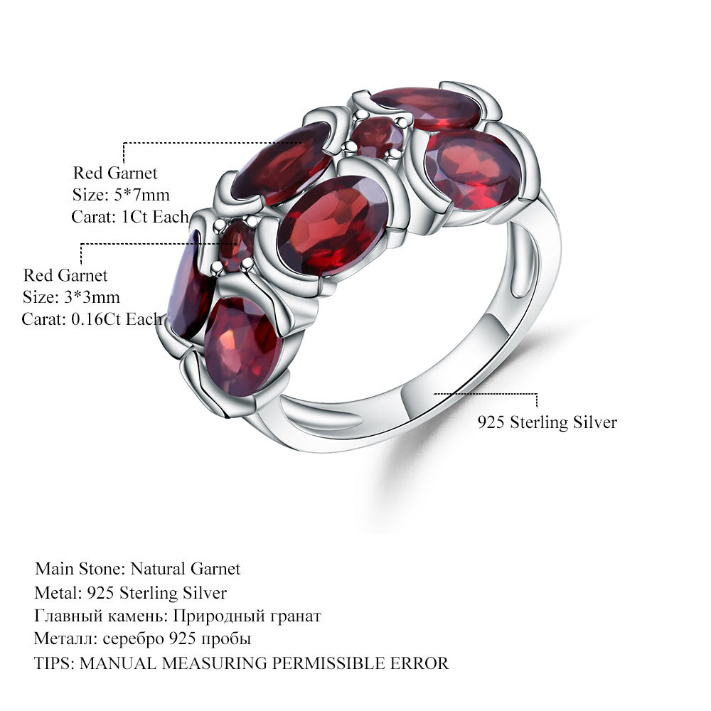 Jewelry Niche Design Natural Gemstone Ring Retro925Silver Inlaid Topaz Ring
