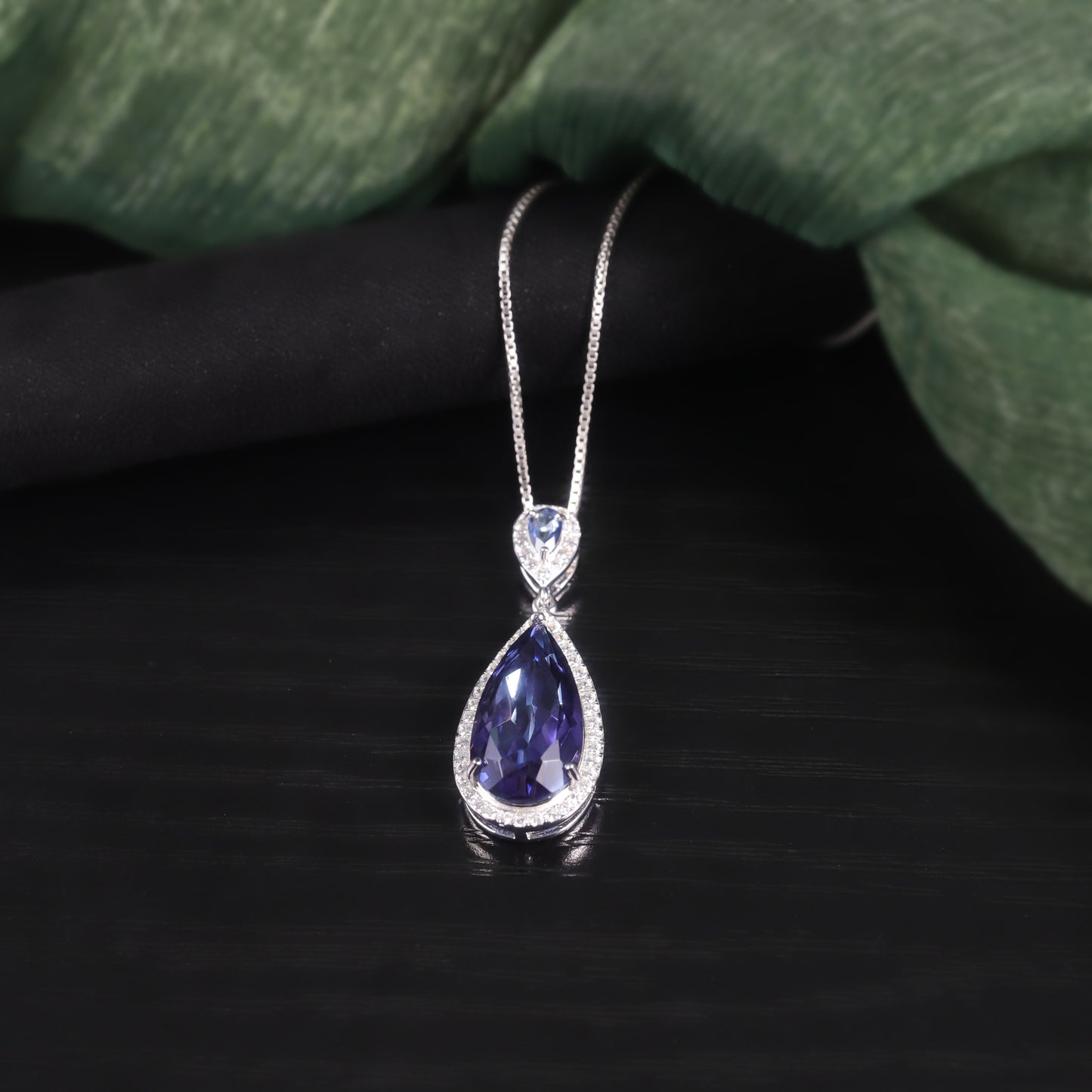 Water Drop Pear-Shaped Gemstone Necklace Pendant s925Sterling Silver Inlaid Colorful Crystal Pendant Fashion Necklace
