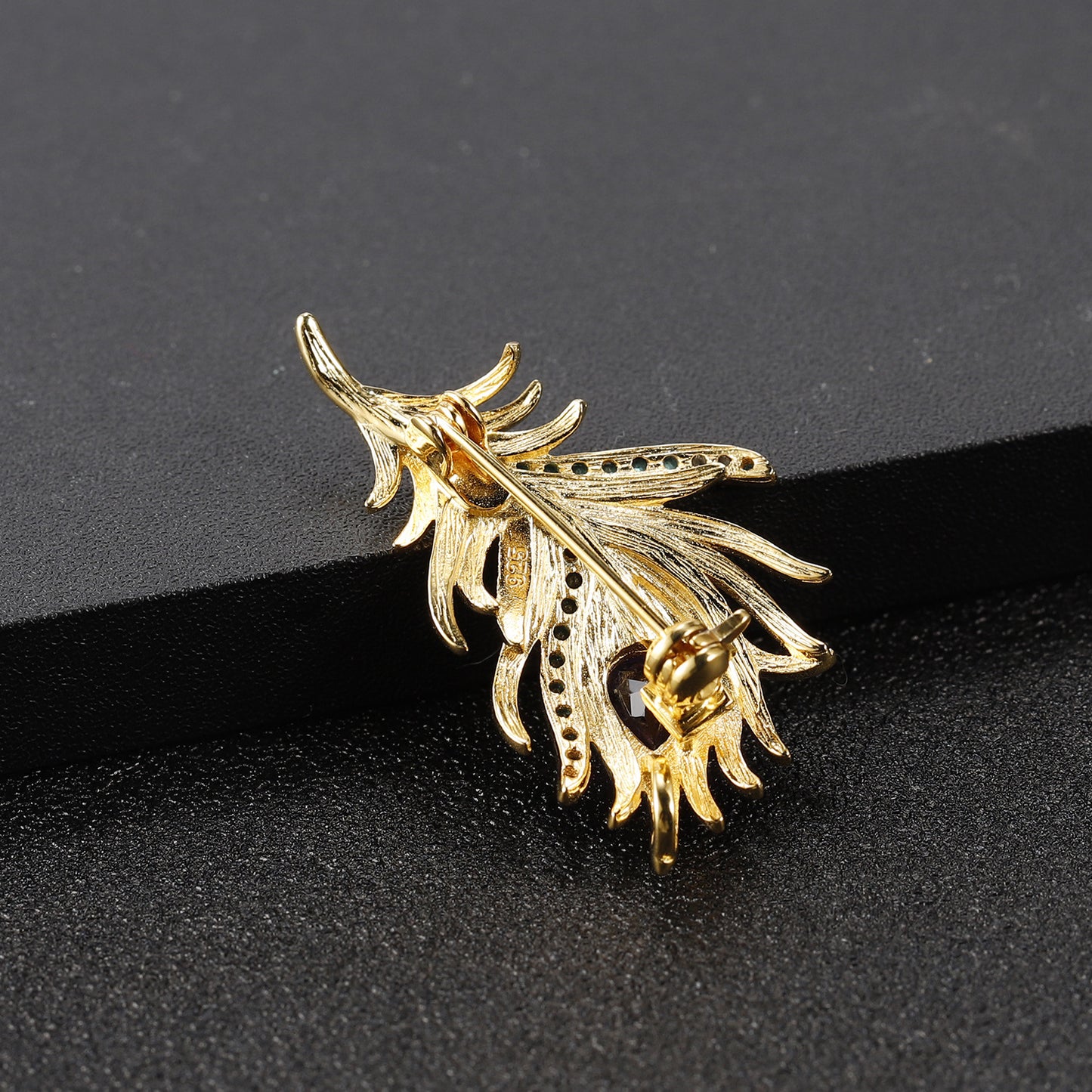 Feathers of the Luo Bird Designer Natural Amethyst Feather Brooch Sophisticated Design s925Sterling Silver Brooch