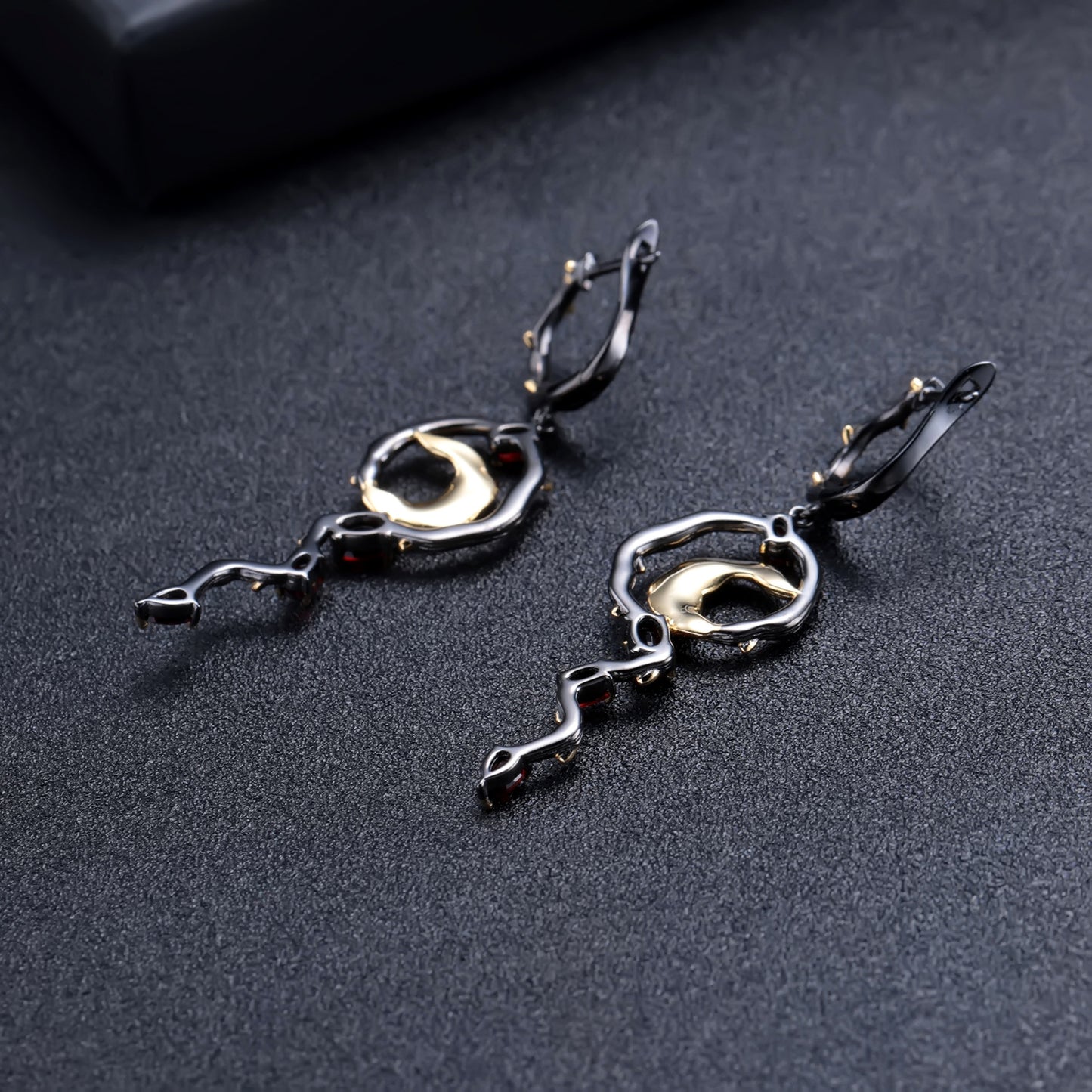 Italian Craft Designer Jewelry Earrings Natural Wind925Silver Natural Gemstone Garnet Earrings Drop Earrings