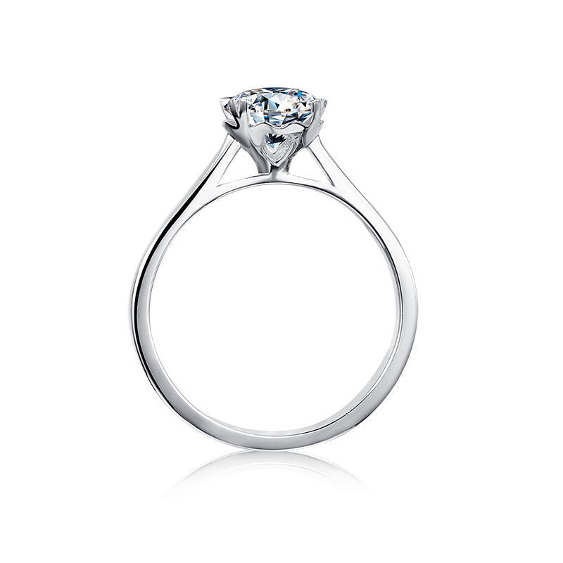 Straight Arm Heart Cup Four-Claw Moissanite Ring for Women Inlaid Fashion s925Silver1Carat Moissanite Ring