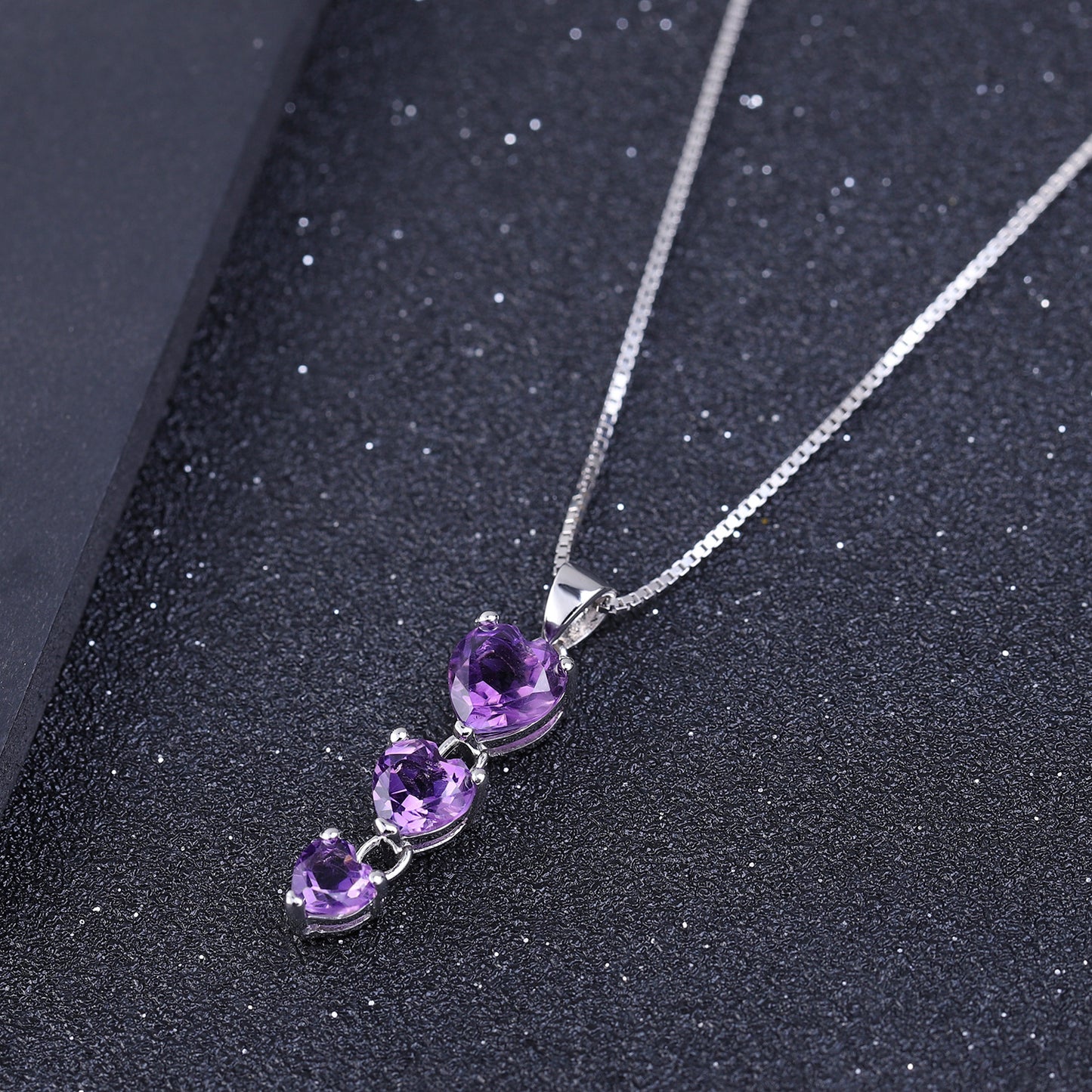 Natural Amethyst Necklace Pendant Fashionable, Simple, and Luxurious s925Sterling Silver Inlaid Natural Gemstone Necklace Jewelry