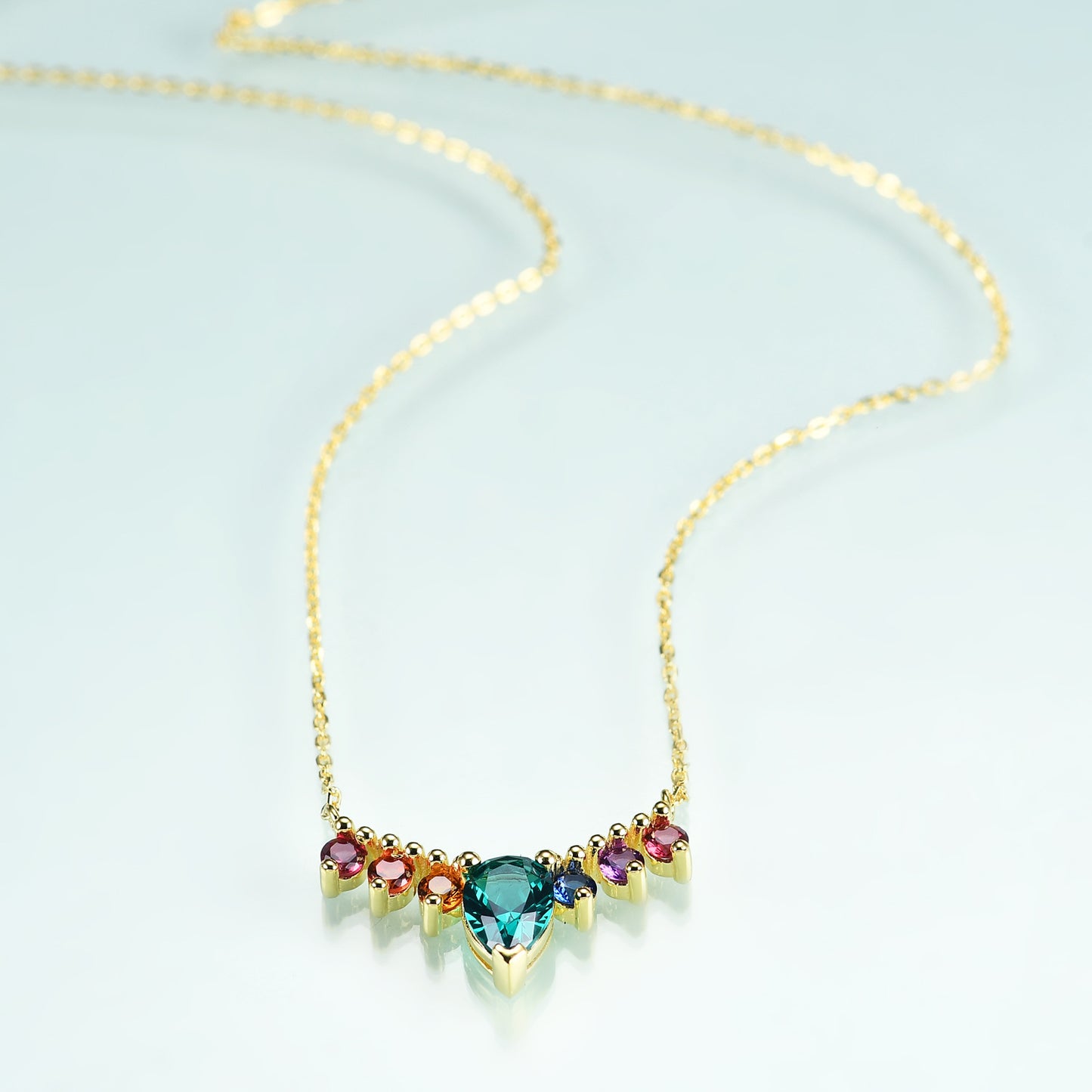 Jewelry S925Sterling Silver Inlaid Gemstone5A Zircon Fashion Light Luxury Elegant Gold Clavicle Chain Necklace Pendant