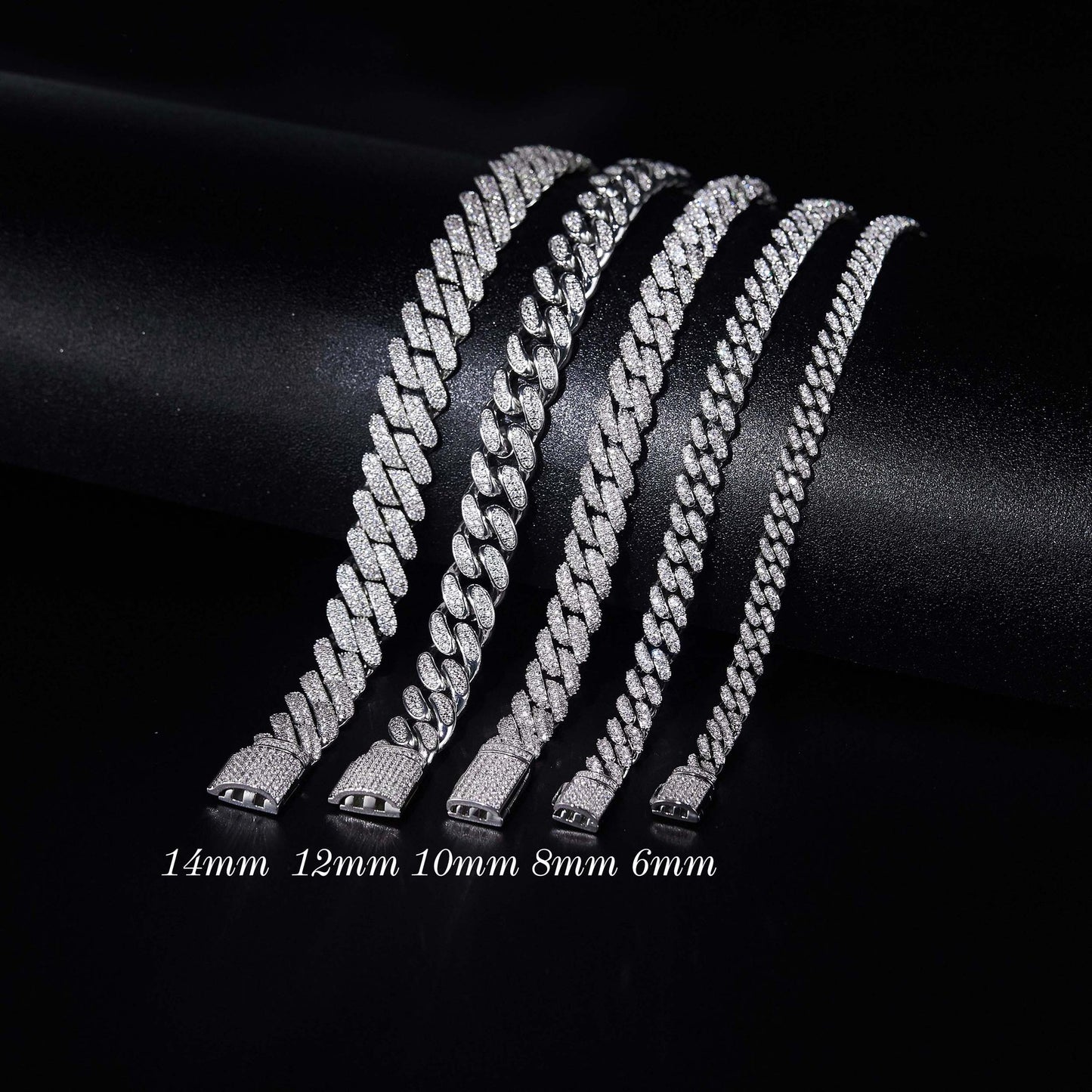 Trendy and Unique Moissanite Necklace925Sterling Silver Plated18k Gold hiphop Hip-hop Hot Item6mm Cuban link chain