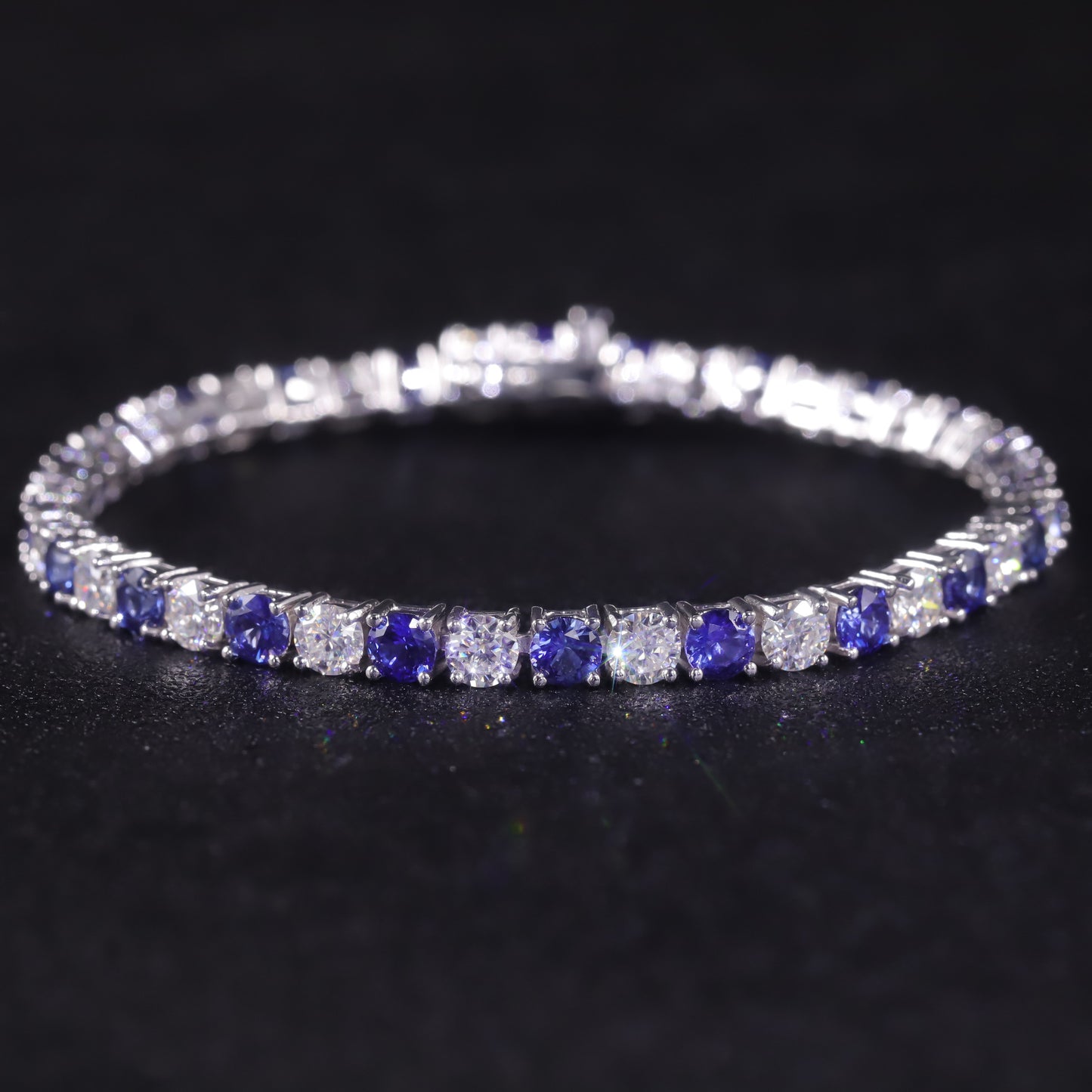 Fashion High-end Jewelry Bracelet3/4/5mm Tennis Chain s925Sterling Silver Inlaid Cultivated Sapphire Moissanite Bracelet