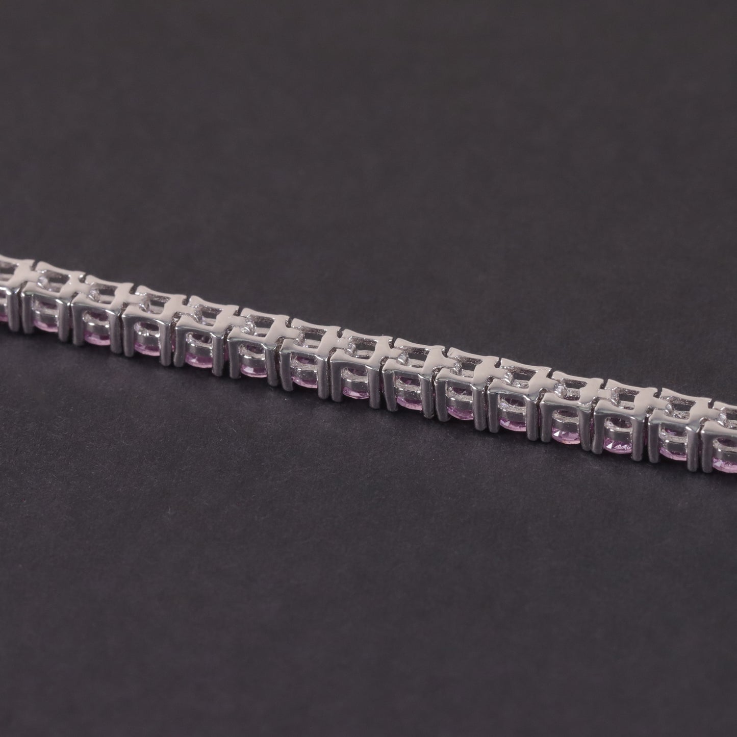 Peach blossom bracelet3/4/5mm Tennis Chain s925Sterling Silver Inlaid Cultivated Sapphire Pink Bracelet for Women