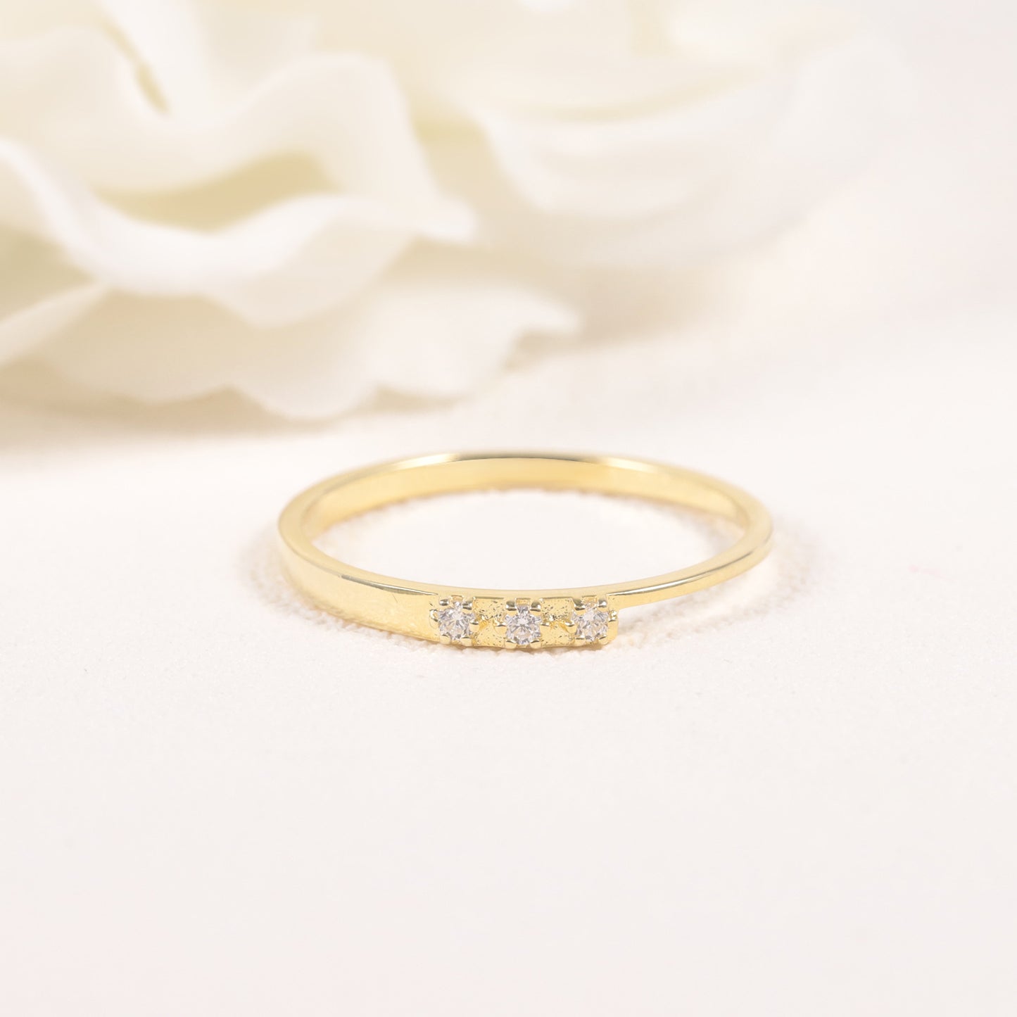 Minimalist Thin Gold Dawn Series Ring s925Sterling Silver Plated18k Gold Inlaid Moissanite Ring Wholesale