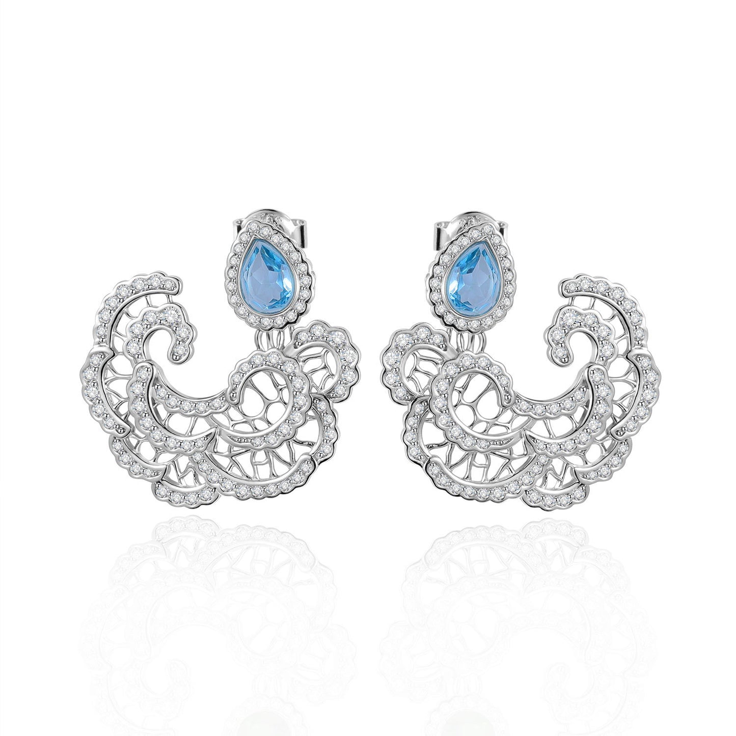 Natural Cloud Topaz Earrings s925Sterling Silver Amethyst Diopside Cloud Pattern National Style Gemstone Earrings