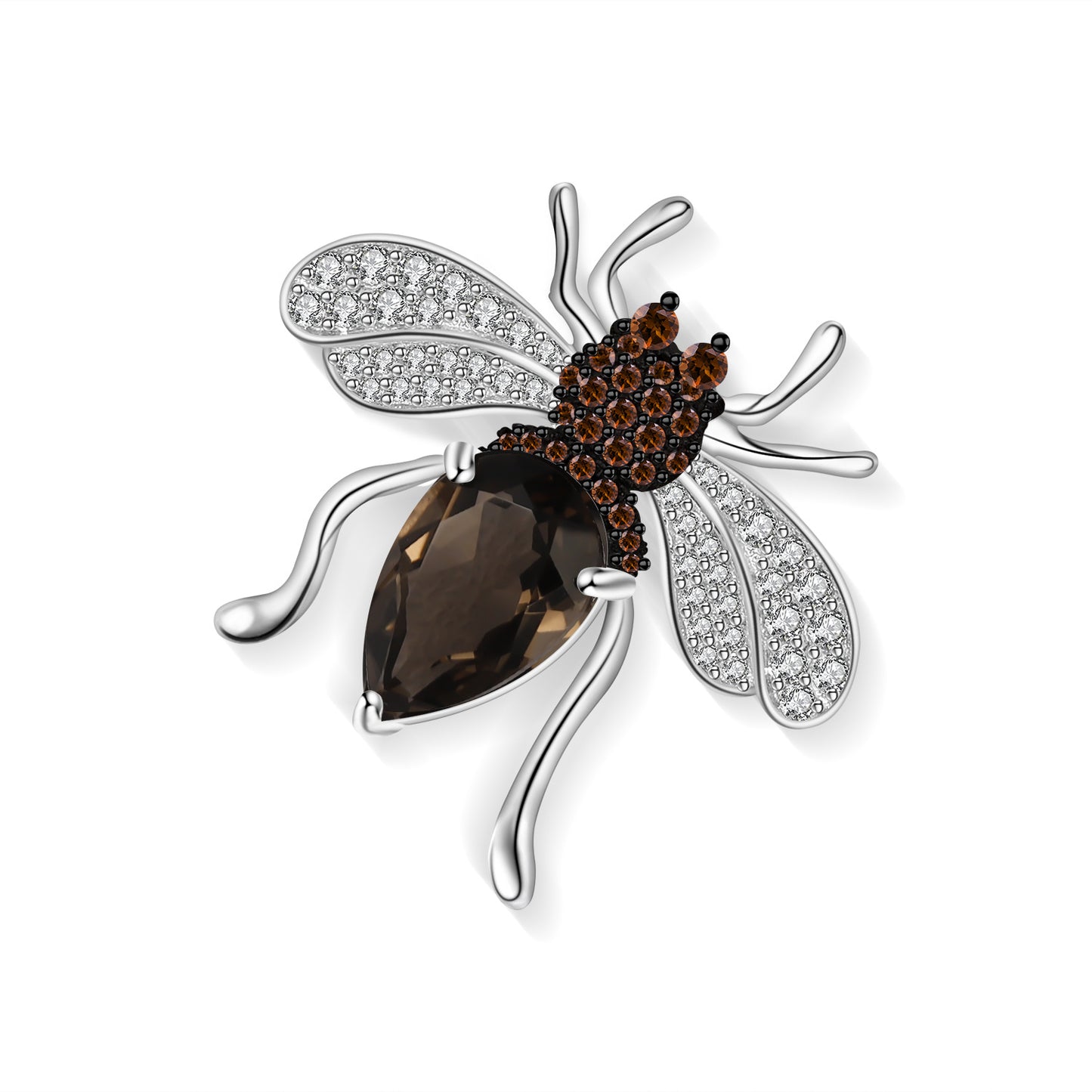 Natural Amethyst Designer Brooch Spider Insect Design s925Sterling Silver Inlaid Natural Gemstone Brooch