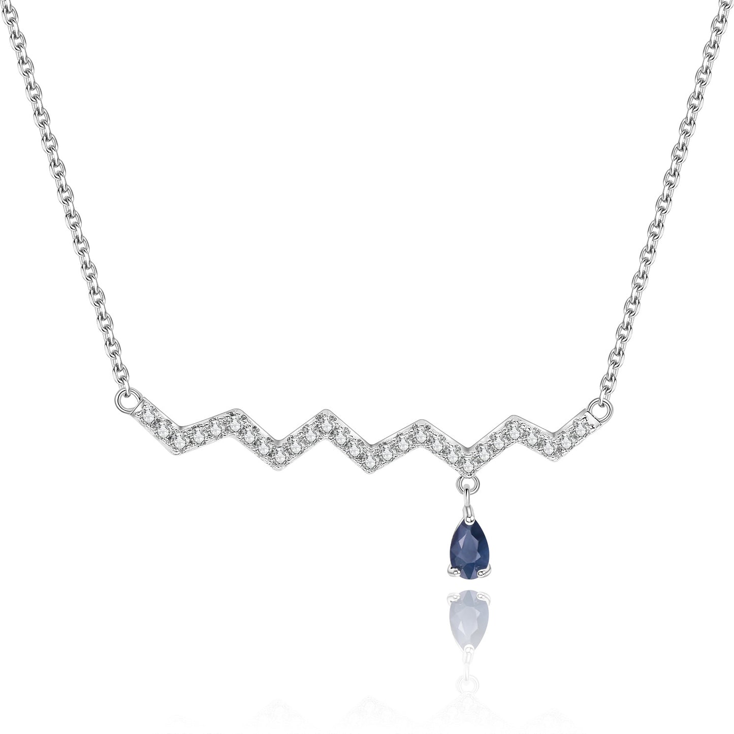 Wave Gemstone Necklace for Women Versatile High-End Feel925Sterling Silver Natural Gemstone Necklace
