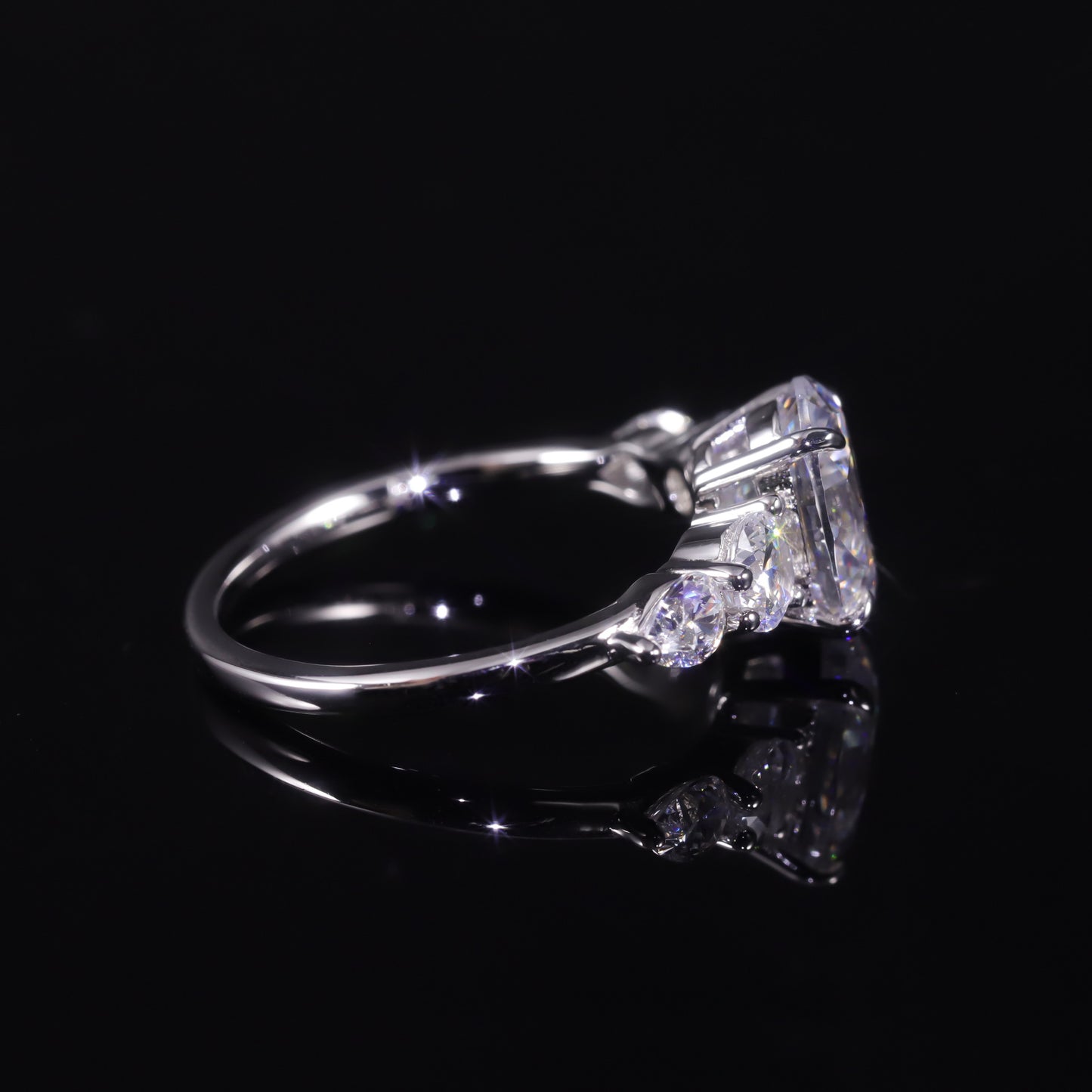 Fashion Foreign Trade s925Sterling Silver Inlaid with Moissanite2Carat Oval Large Main Stone Ring