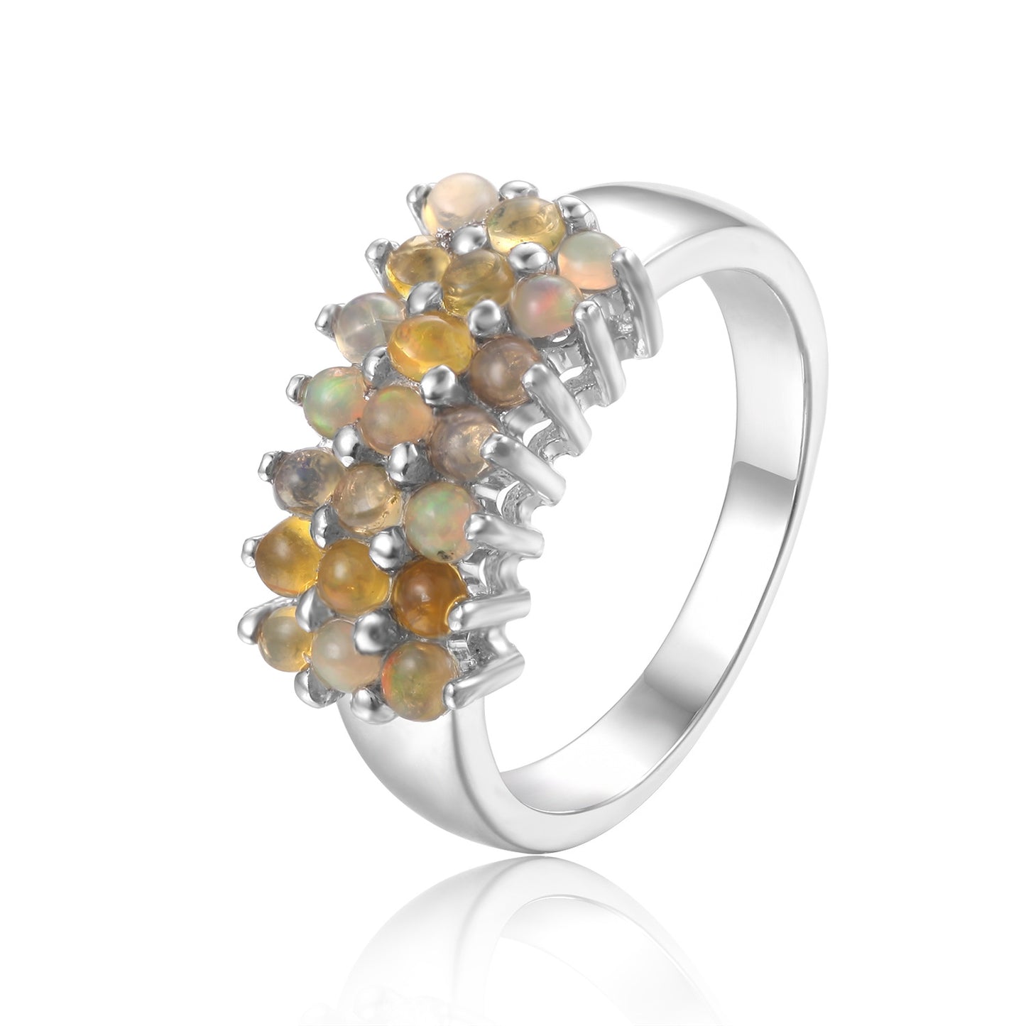 Natural Tourmaline Ring Source s925Sterling Silver Inlaid Colorful Gemstone Three-Row Stone Personality Ring