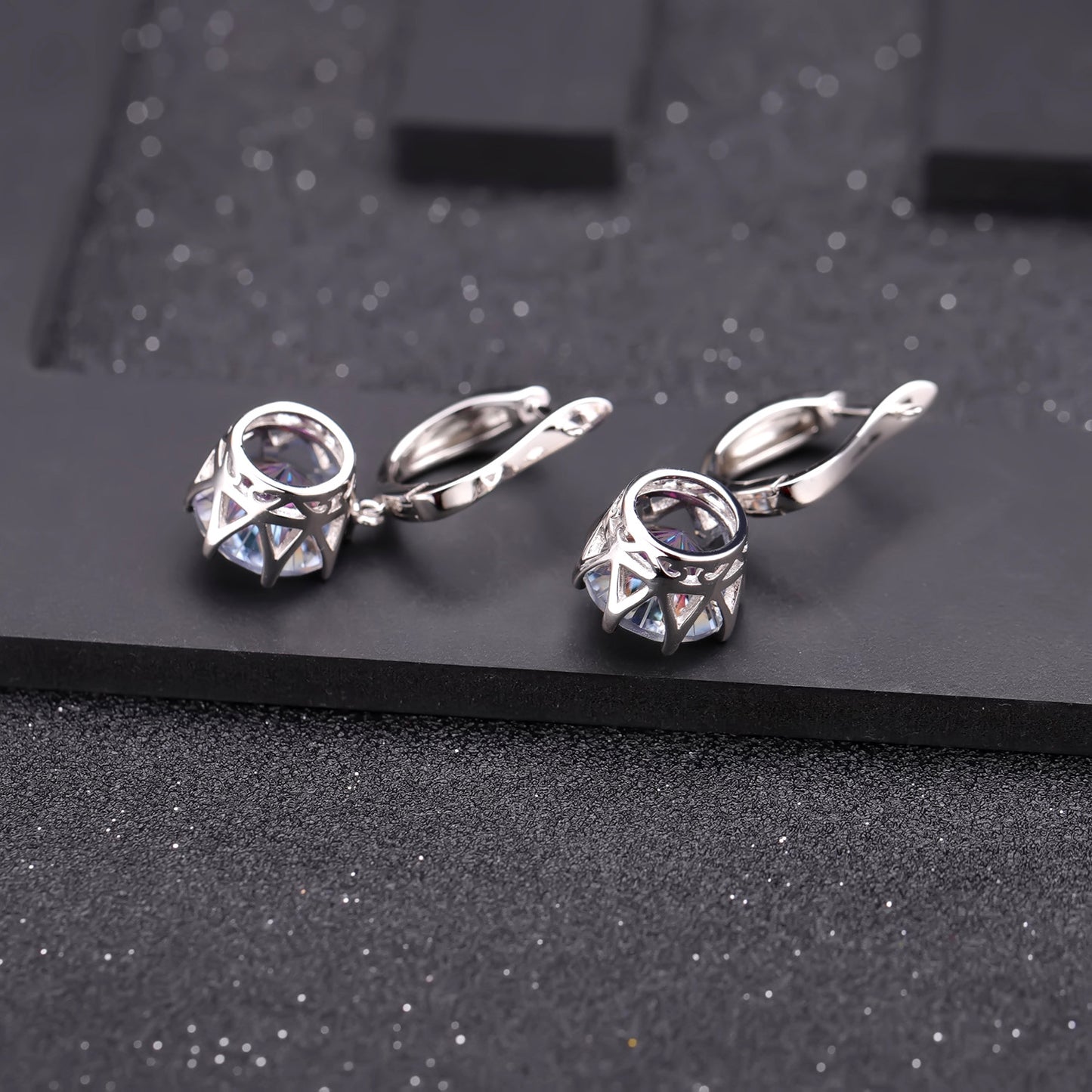 In Stock Fashion Simple Temperament Eardrops Popular s925Silver Inlaid Colorful Gemstone Crystal Earrings Jewelry