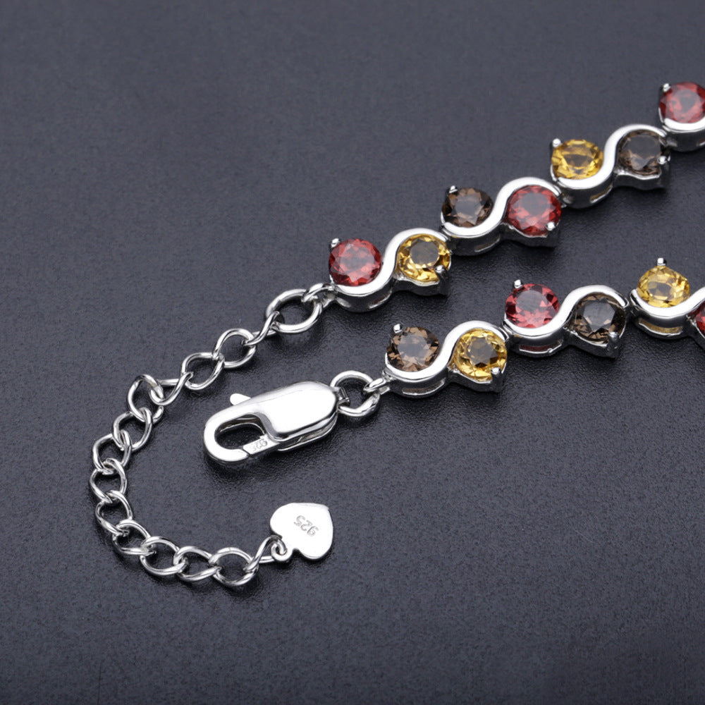Luxury Jewelry Accessories Natural Gemstone Bracelet Unique Design Sense s925Silver Inlaid Gemstone Bracelet