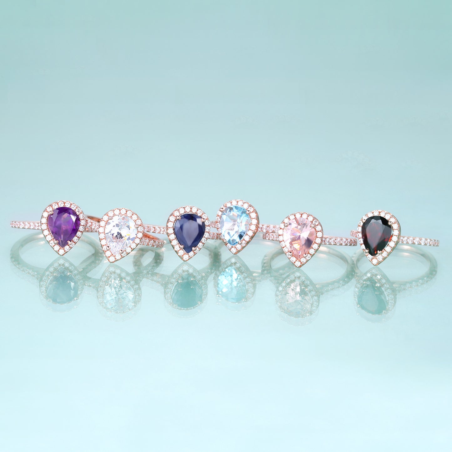 Classic Candy Color Ring s925Sterling Silver Ring Set with Natural Sapphire and Garnet7*9mm Ring Topaz