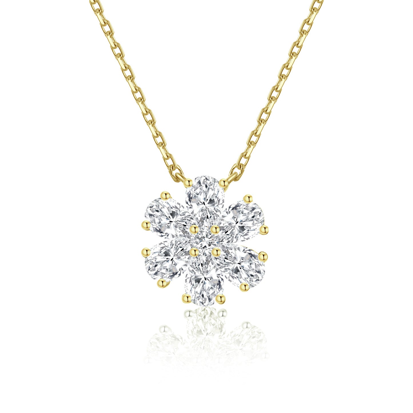 ins Wind18k Gold Necklace with Flower Inlaid Cultivated Diamonds AU750Platinum Real Diamond Clavicle Chain Fresh Style for Women