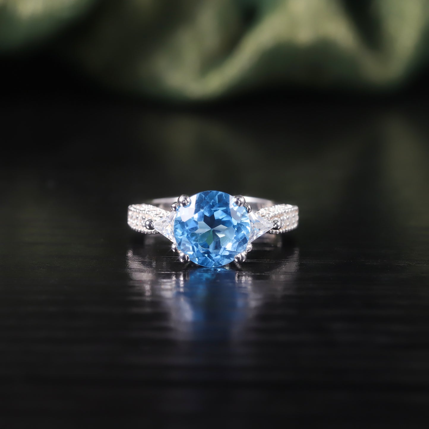 Elegant Natural Topaz Ring s925Sterling Silver Inlaid Amethyst Ring Band Micro Pave Ring Wholesale