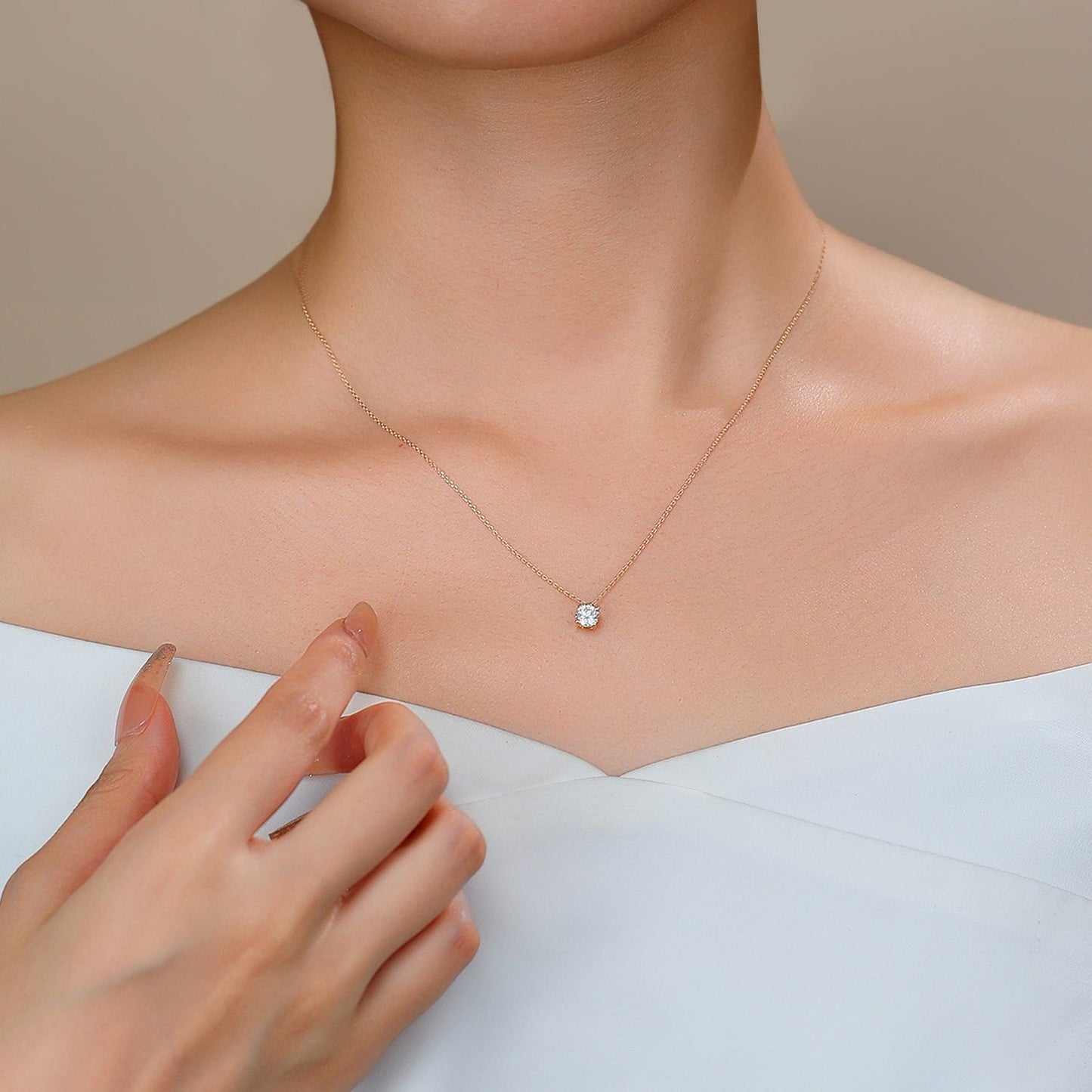 All-Matching14k Gold Bubble Necklace with Cultivated Diamonds0.5Carat k Gold Platinum Genuine Diamond Clavicle Chain Temperament