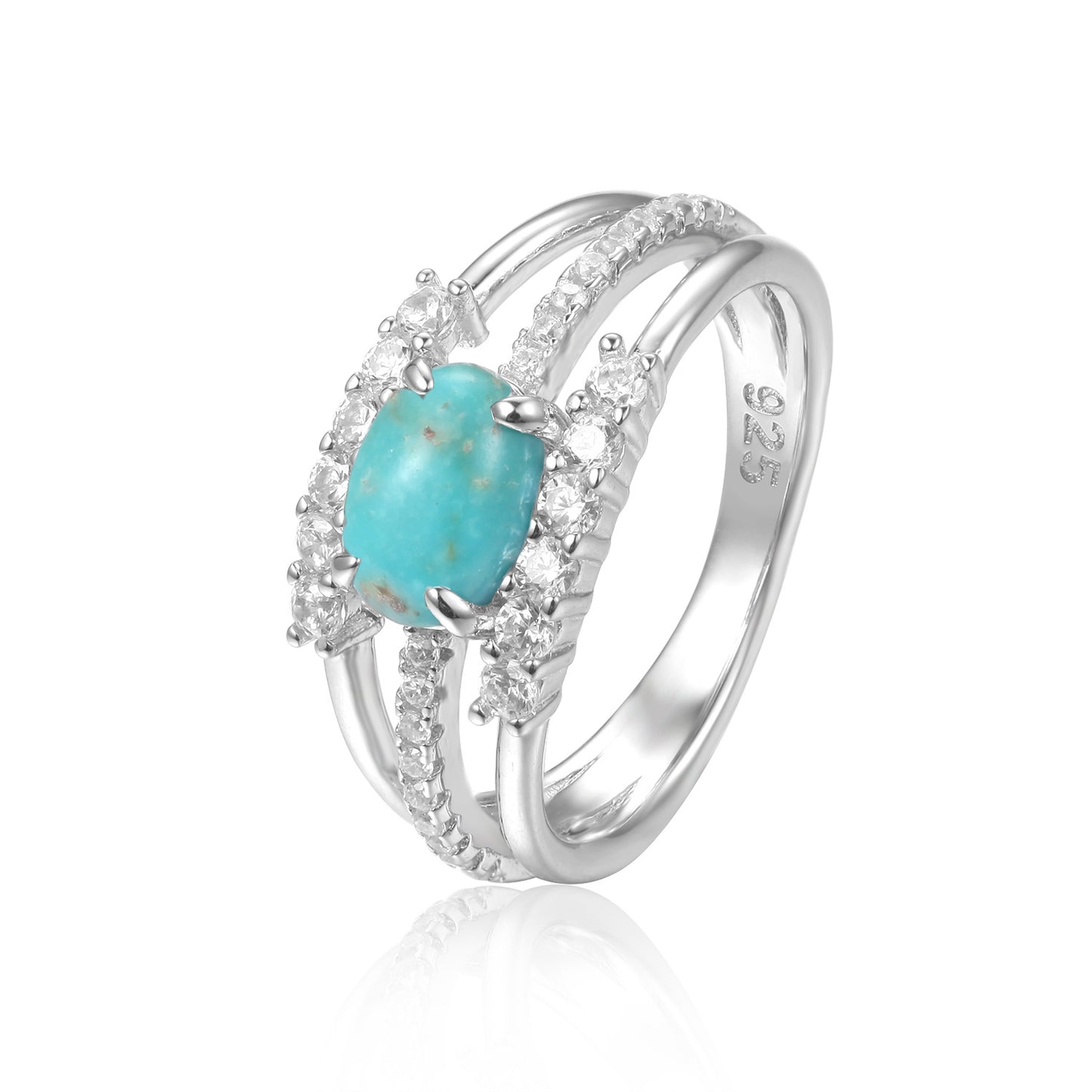 Niche Design Sleeping Beauty Turquoise Ring s925Sterling Silver Plated18k Gold Powder Topaz Ring