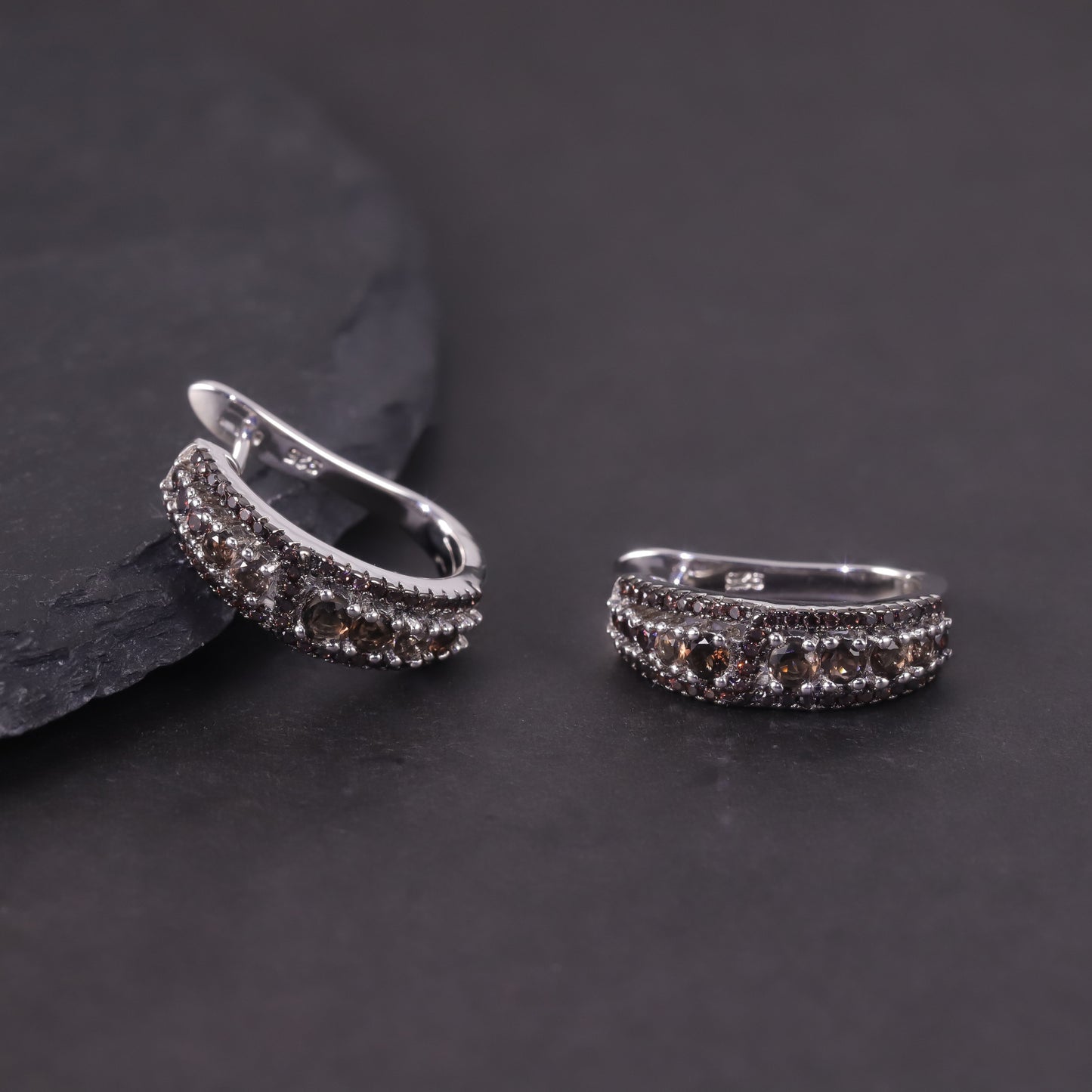 Foreign Trade Colorful Gemstone Earrings s925Sterling Silver Inlaid Crystal Topaz Earrings New Style for Women