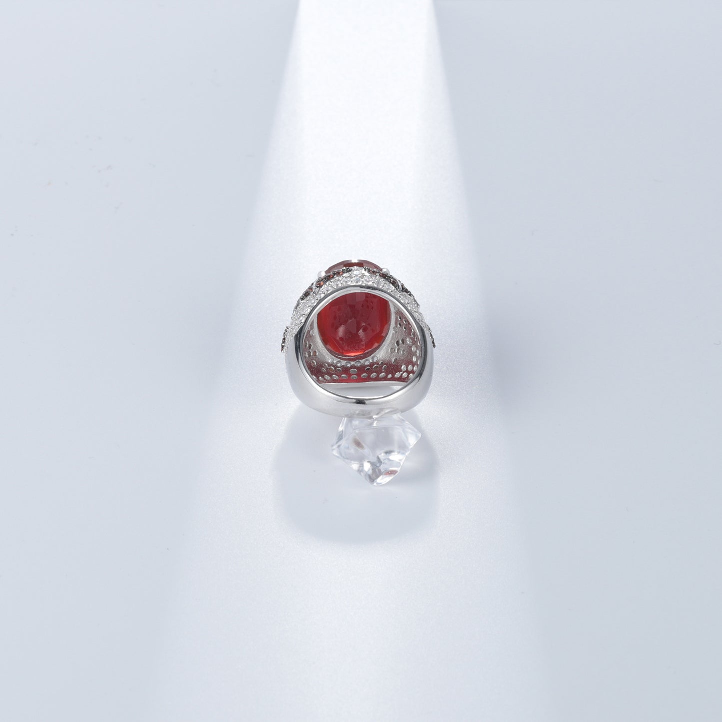 Designer Luxury Red Agate Ring Russian Exaggerated Jewelry s925Sterling Silver Inlaid Natural Gemstone Ring