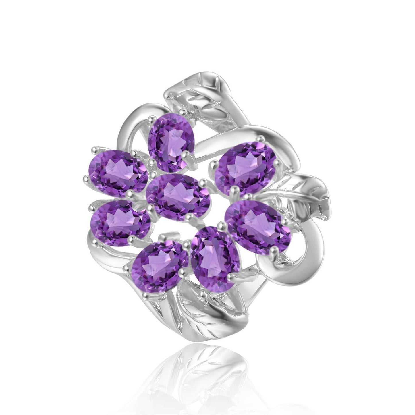 Floral Natural Topaz Garnet Ring Personality s925Silver Translucent Diaspore Gemstone Ring Hot Sale