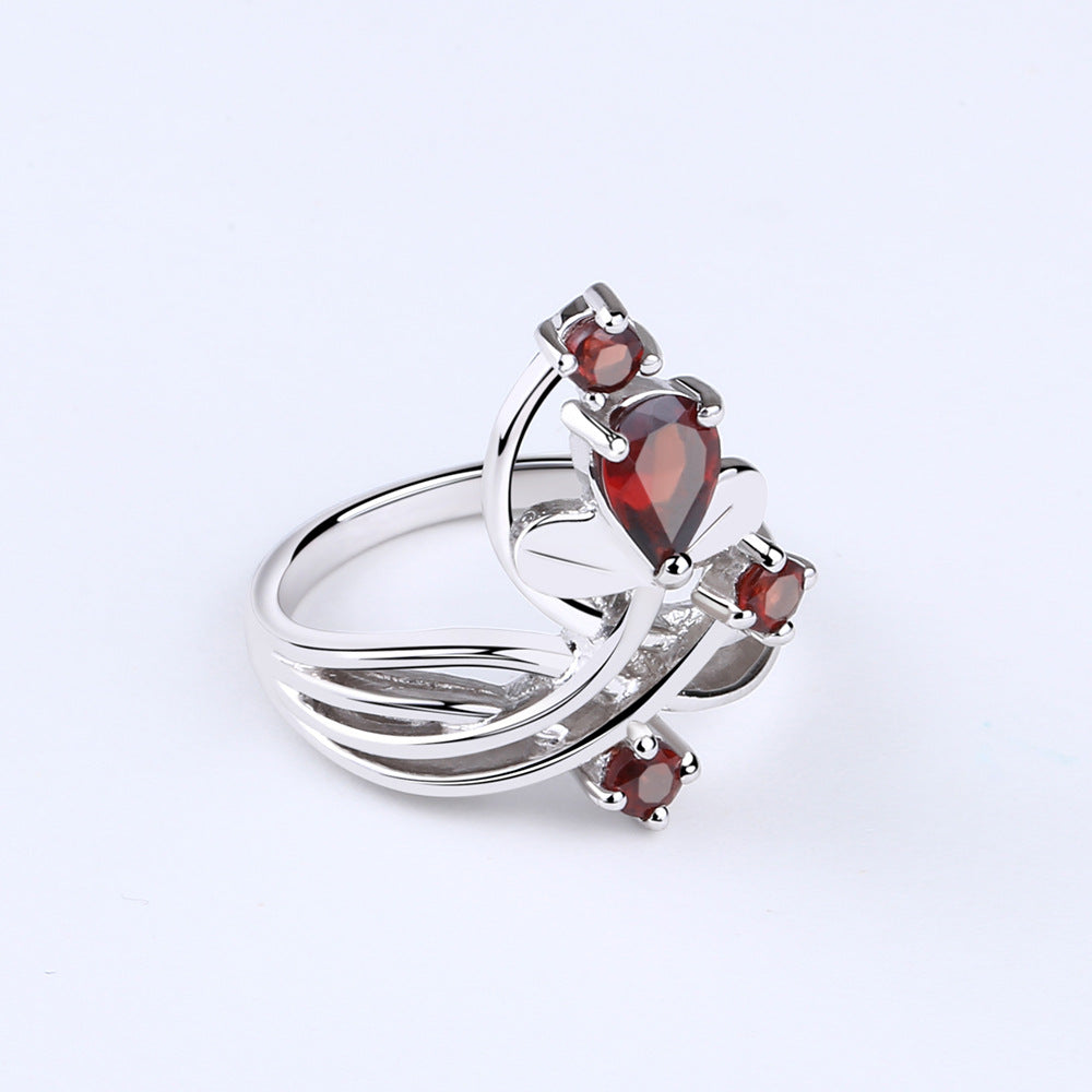 Natural Amethyst s925Sterling Silver Ring Luxury Design Light Luxury Jewelry Accessories Natural Gemstone Ring