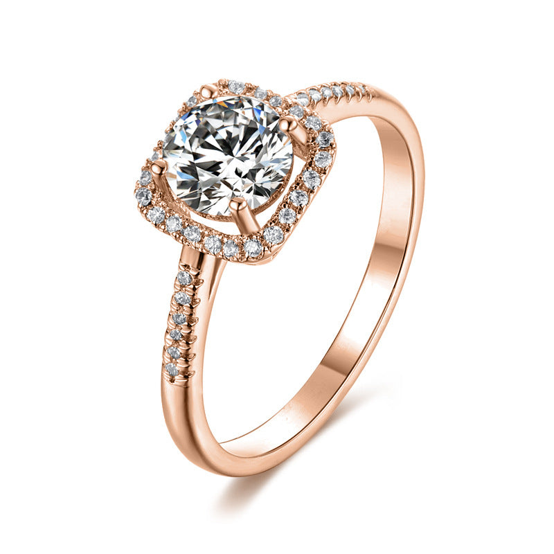 Light luxury elegant temperament1Carat Moissanite Ring Full Body9/10/14/18k White Gold Rose Gold Yellow Gold Ring