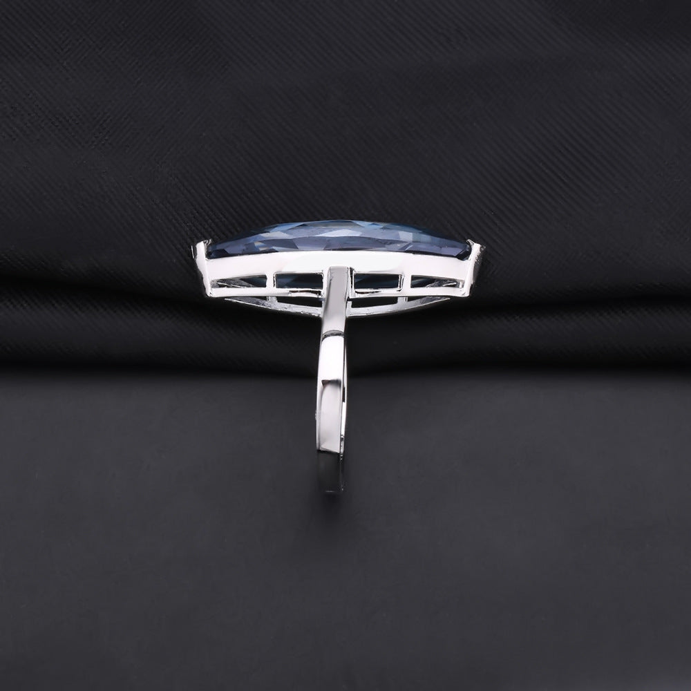 Marquise Gemstone Sapphire Crystal Ring High-End Fashion s925Sterling Silver Inlaid Gemstone Ring
