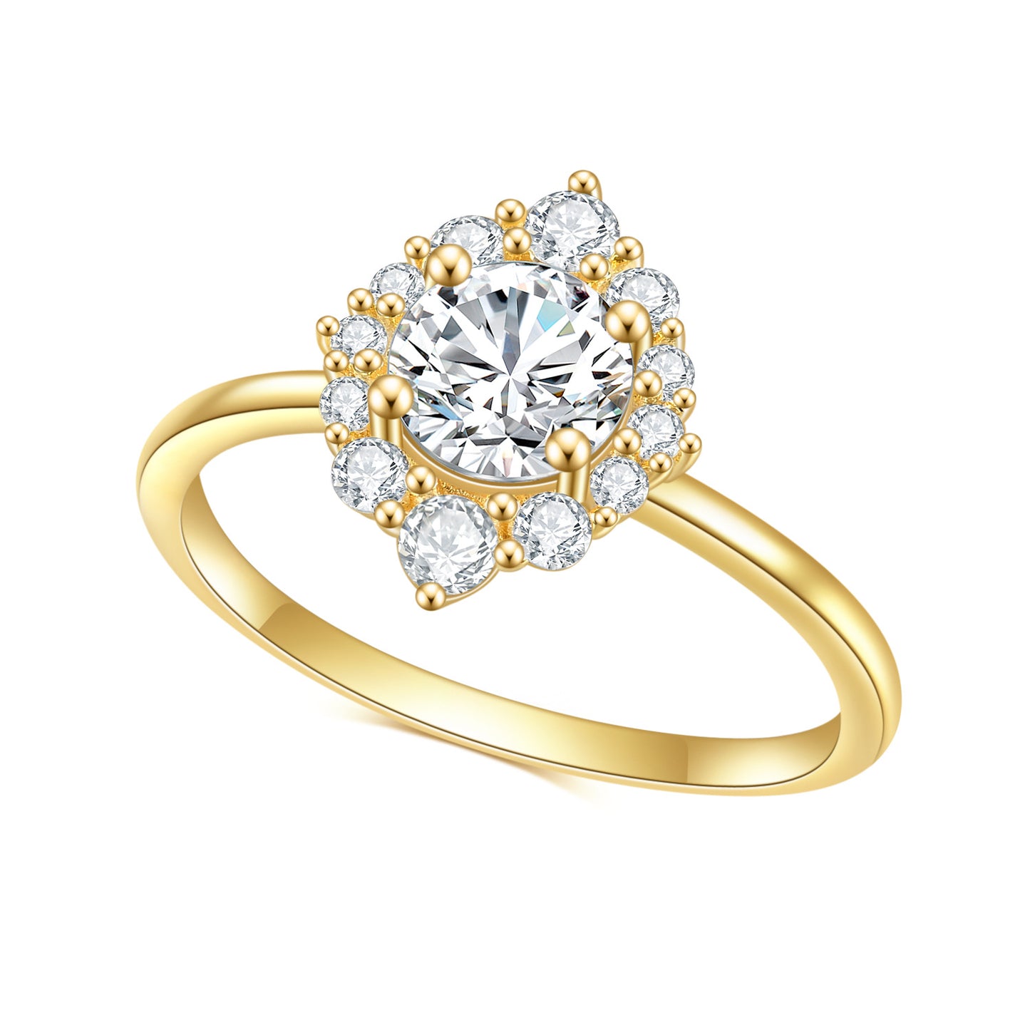 Jewelry S925Sterling Silver Inlaid Gemstone5A Zircon Ring Fashionable and Luxurious Plated14k Gold ring