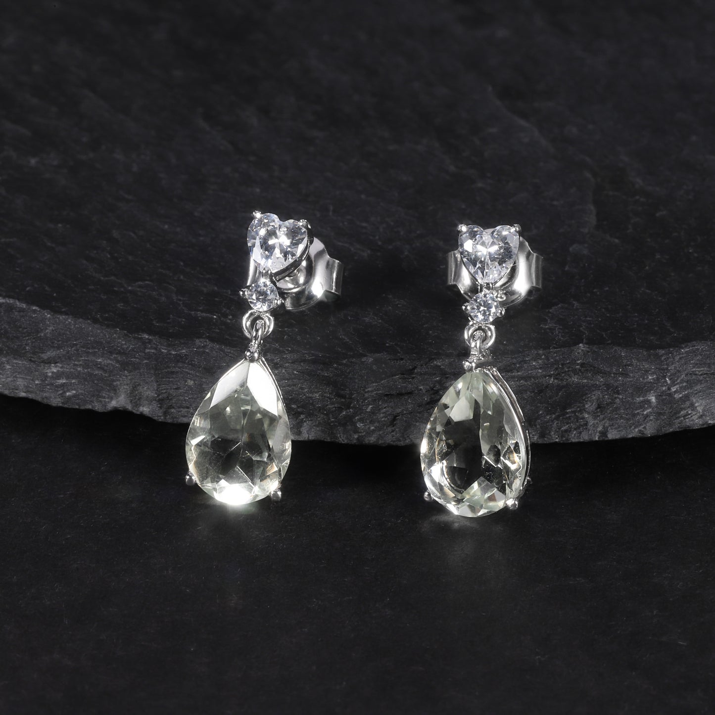 Unique Light Luxury Natural Gemstone Earrings Advanced Sense s925Silver Inlaid Natural Green Amethyst Earrings