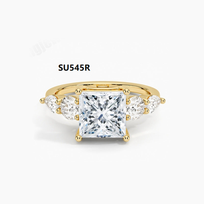 Fashion ins Wind Ring s925Sterling Silver Inlaid with Moissanite1Carat Heart-Shaped Wedding Ring Gold Ring