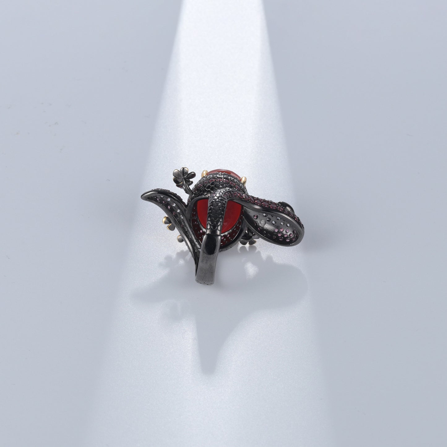 Dark Style Original Design Red Agate Ring17Carat Niche s925Silver Star Ruby Adjustable Ring