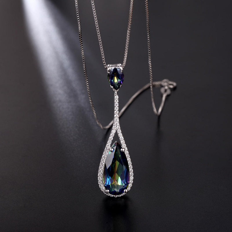 Direct Supply Designer Jewelry Pendant Necklace Fashion Colorful Gemstone Crystal Necklace Pendant