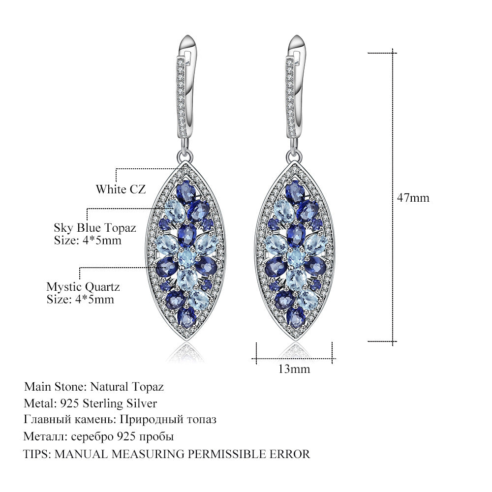 Luxurious Natural Gemstone Earrings Group Inlay Design High-end Sense Personality s925Silver Inlaid Crystal Earrings