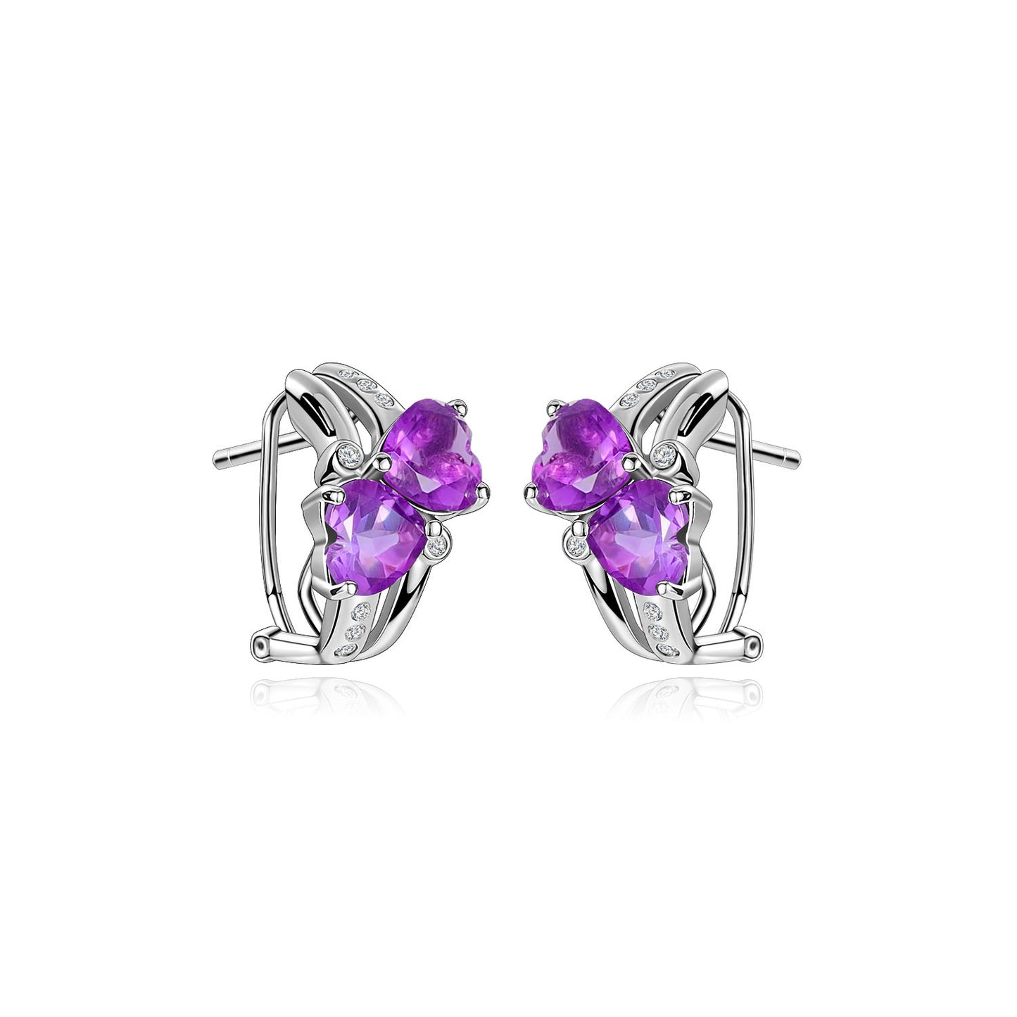 2023New arrival natural colorful gemstone earrings925Sterling Silver Topaz Garnet Crystal Classic Heart Earrings