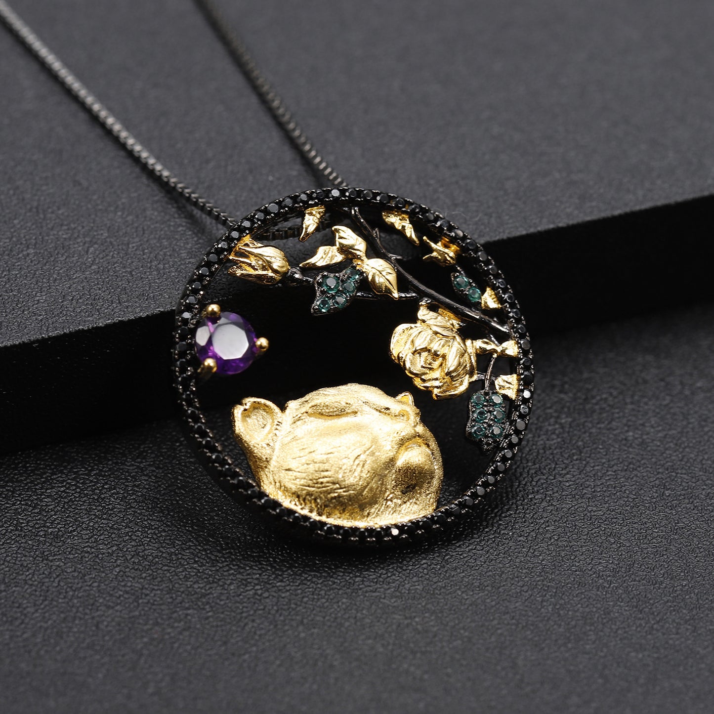 Designer Element Pendant Twelve Zodiac Series2022Year of the Tiger s925Silver Natural Gemstone Necklace Pendant