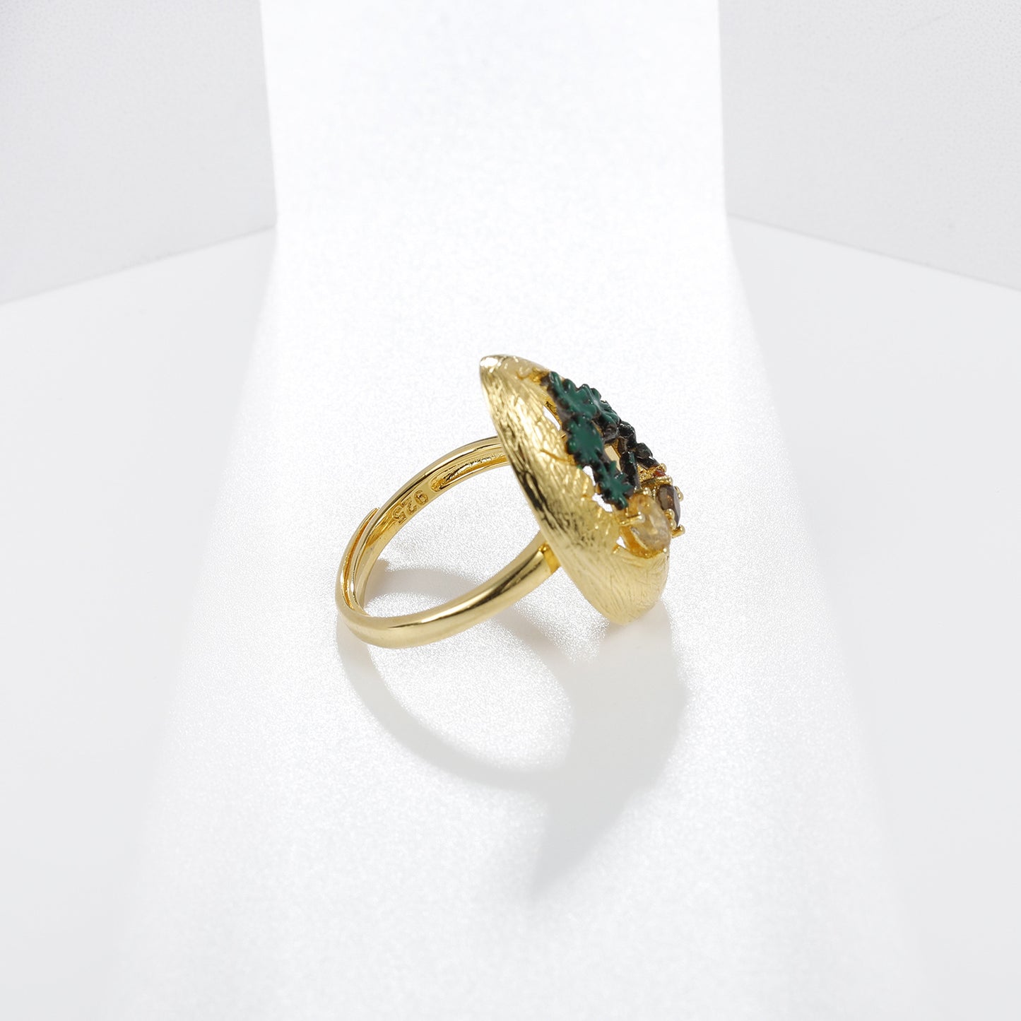 Designer Style High-End Personality Adjustable Ring Natural Style Design s925Silver Natural Yellow Crystal Ring