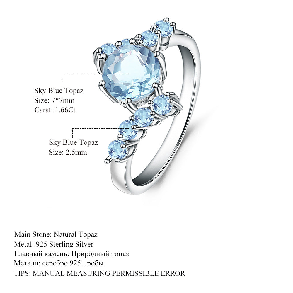 New Fashionable and Unique Topaz Ring for Women Minimalist Inlaid Gemstone s925Silver Natural Colored Gems Ring
