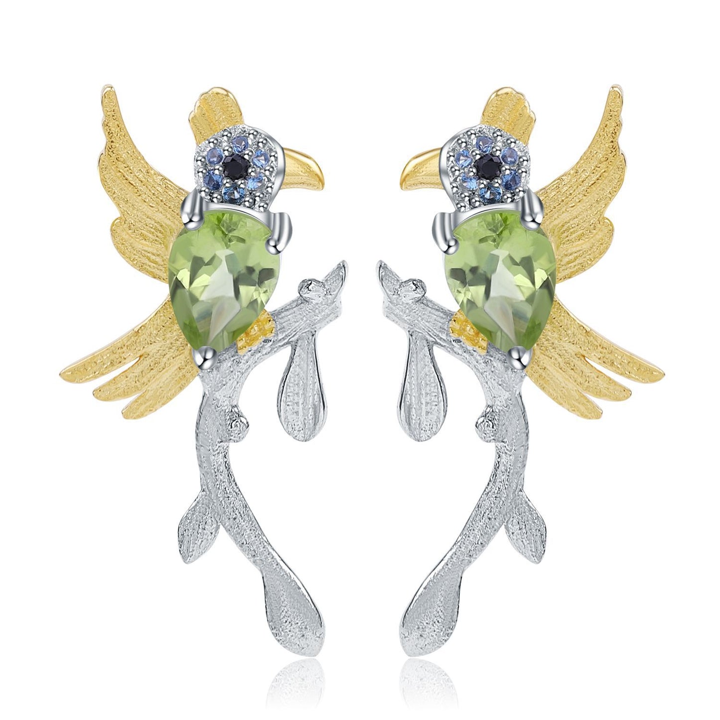Italian Craft Earrings Natural Style Magpie s925Silver Natural London Blue Topaz Earrings Russia