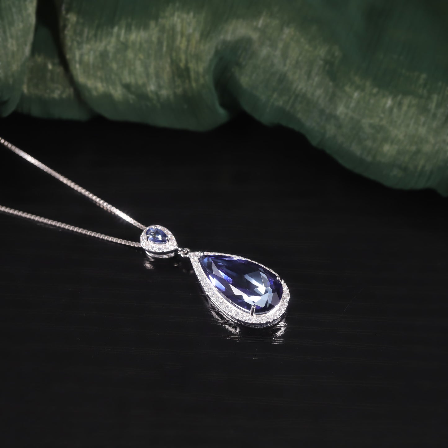Water Drop Pear-Shaped Gemstone Necklace Pendant s925Sterling Silver Inlaid Colorful Crystal Pendant Fashion Necklace