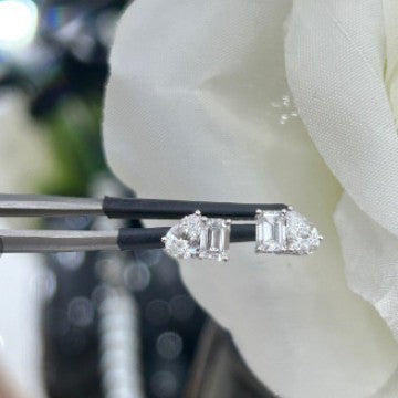 High-end Jewelry18k Gold Stud Earrings Inlaid with Cultivated Diamonds Trendy Y@M You and Me Gold Diamond Earrings for Women