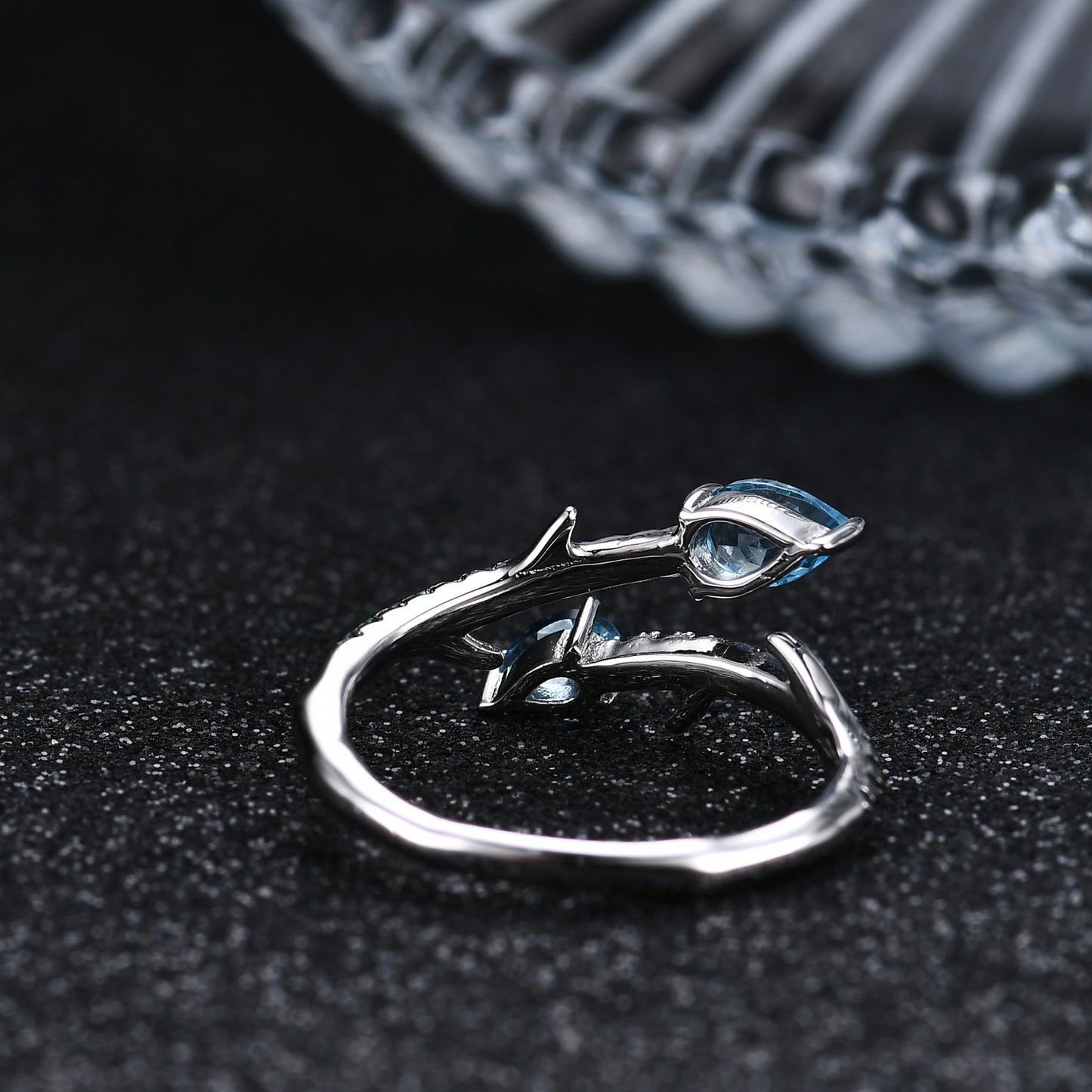 Thorn Bud Designer Gemstone Ring Adjustable s925Silver Inlaid Natural Gemstone Topaz Ring