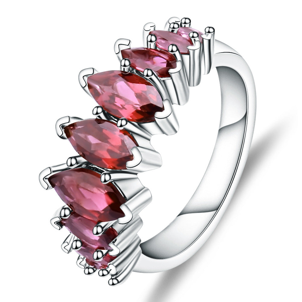 Luxurious Natural Rose Pomegranate Ring for Women Sophisticated Matching s925Silver Inlaid Gemstone Natural Color Gemstone Ring