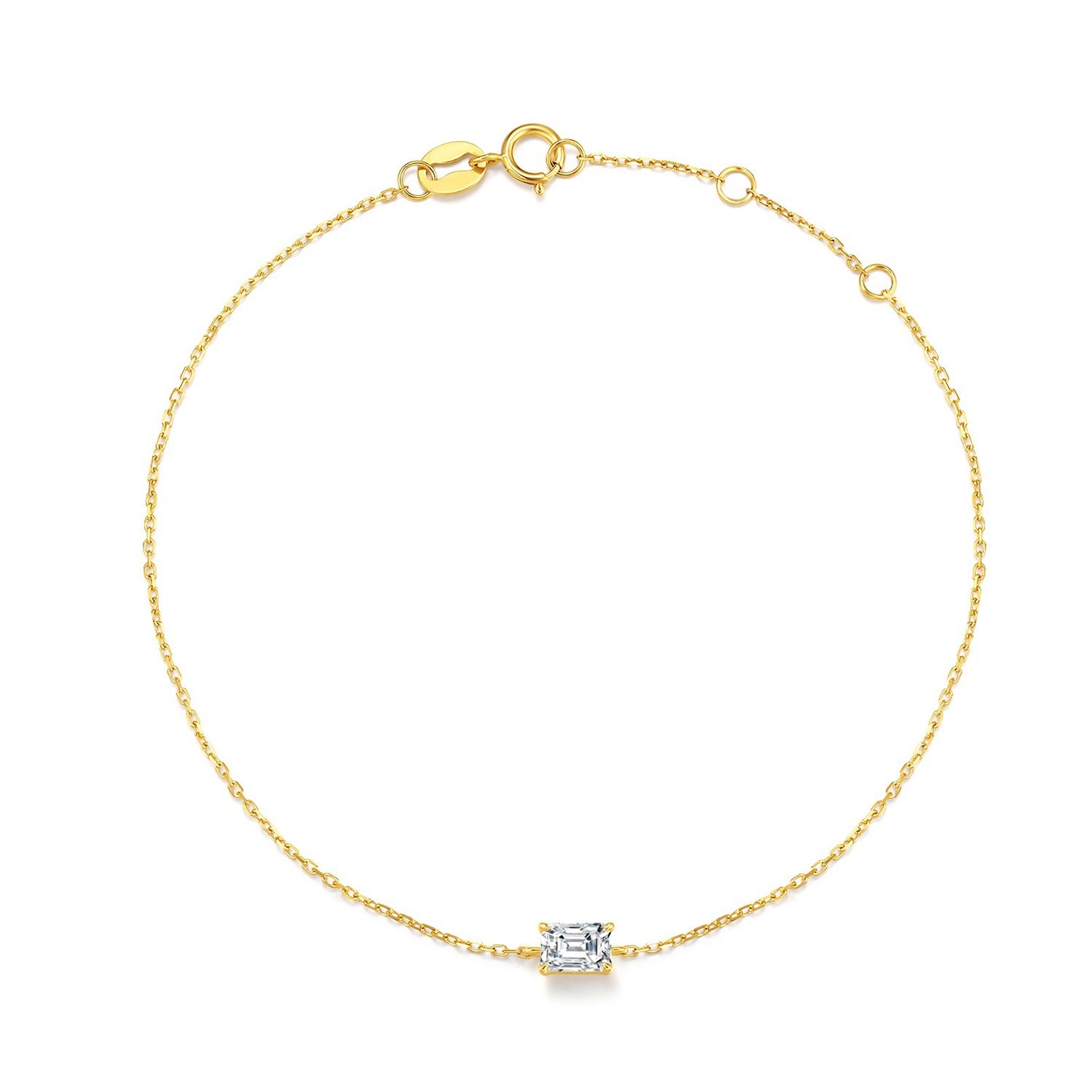 Simple and Stylish18k Gold Inlaid Cultivated Diamond Bracelet0.3Carat Emerald-Shaped Diamond Gold Bracelet In Stock